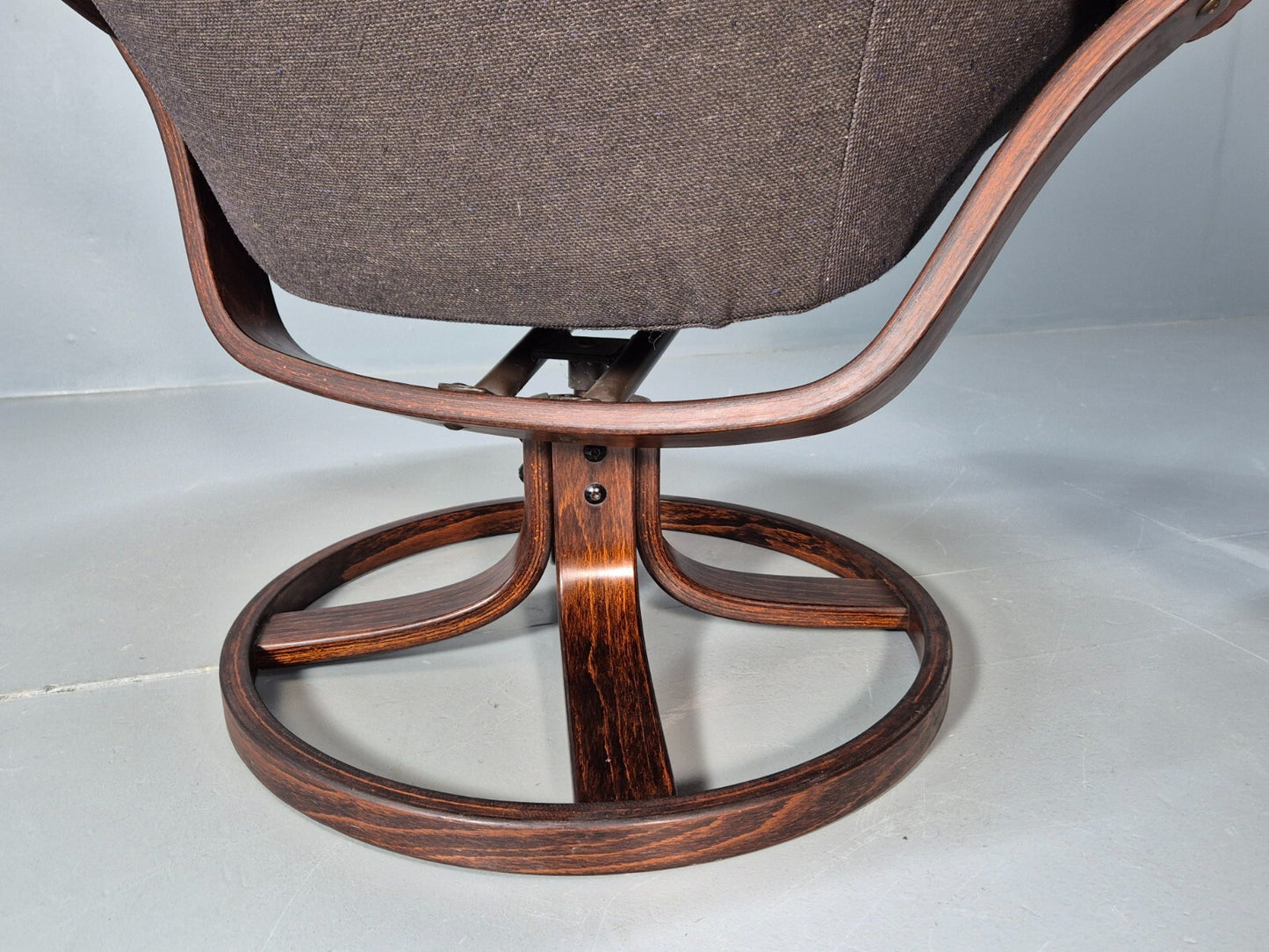 2 Vintage Danish Tan Leather Lounge Chairs Swivel Base MCM Retro EB9299 MSWI - UKDK FURNITURE