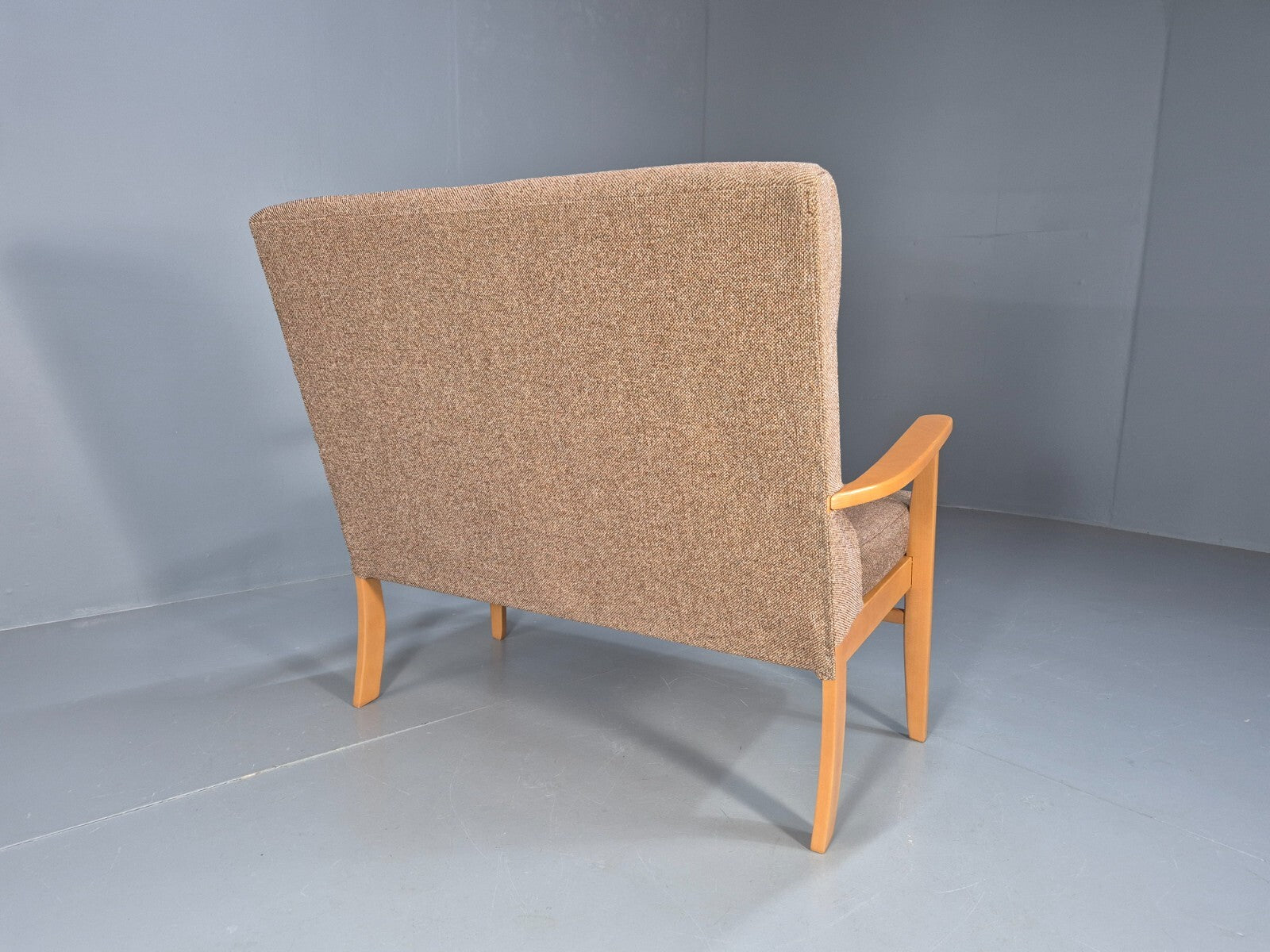 Vintage 2 Seater Sofa Beige Fabric Beech Frame Danish Design EB9490 M2SS - UKDK FURNITURE