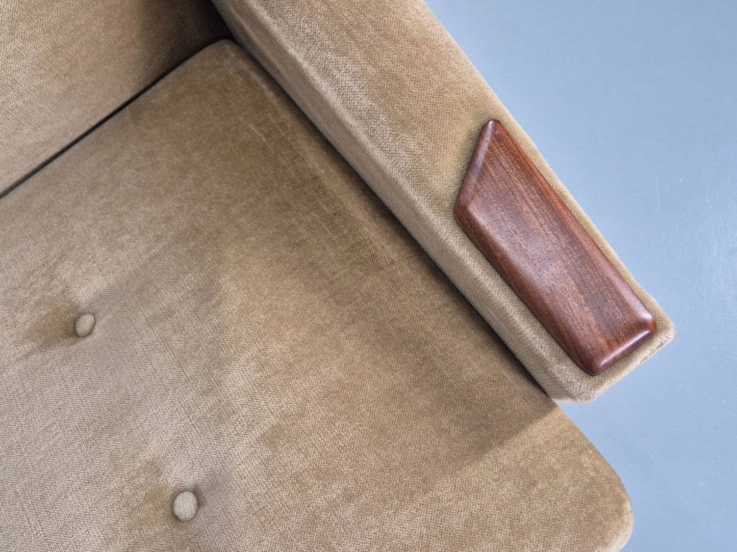 Vintage Sofa Bed Mid Century Denmark Teak Paws Velour Retro 1960s EB11391 M4SS23