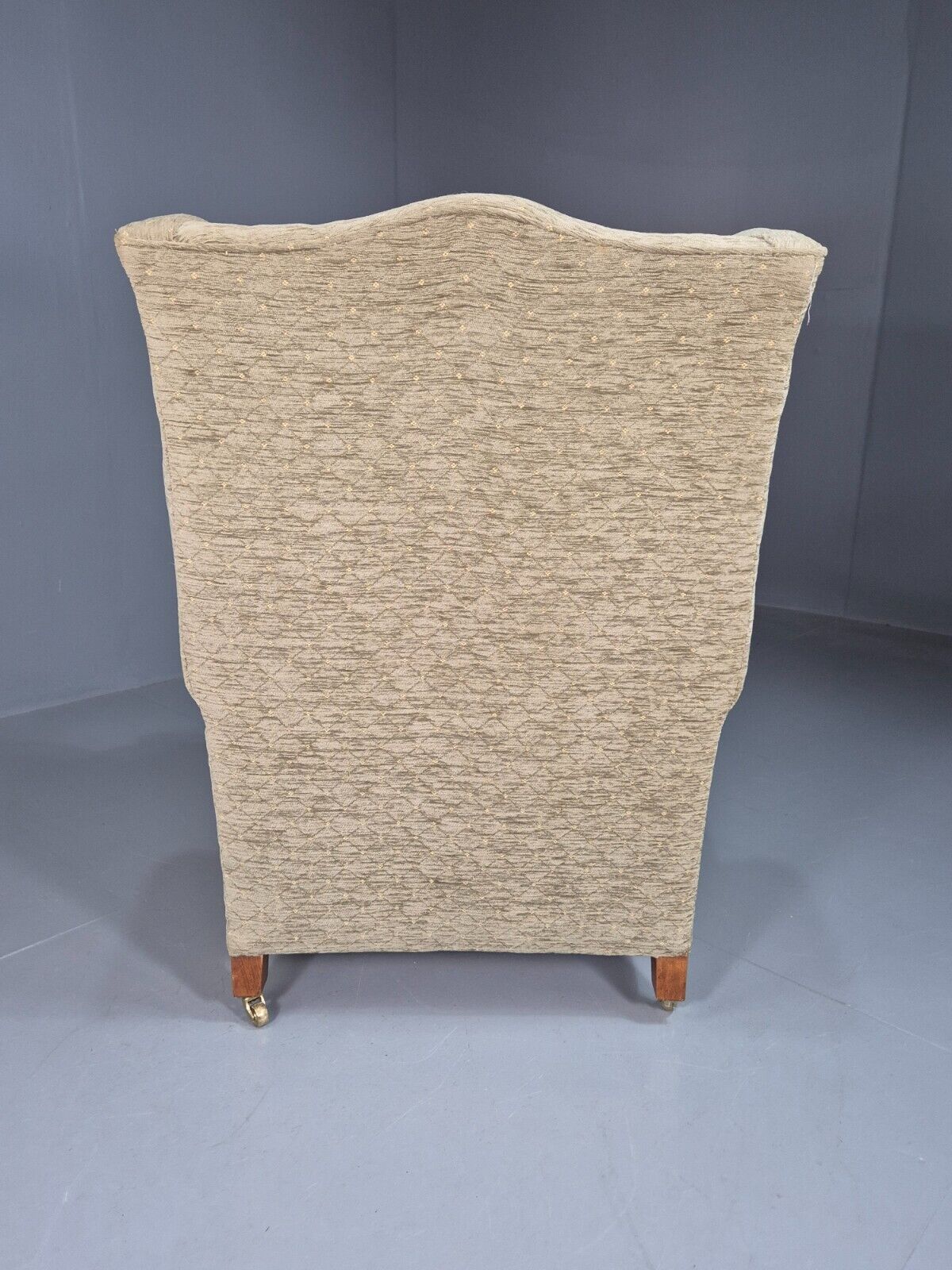 Vintage Wing Back Lounge Chair Chenille Upholstery Edwardian Antique EB7786 MNOR - UKDK FURNITURE