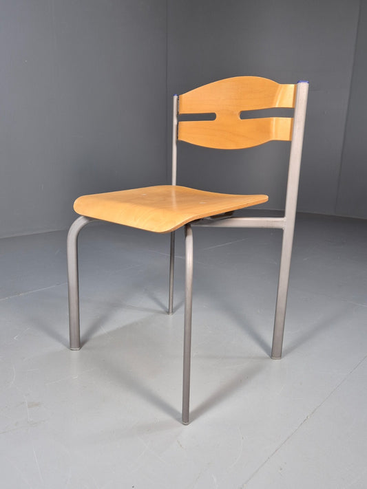 Vintage Danish Industrial Chair Grey Metal Frame Plywood Seat Retro EB9479 MSTA - UKDK FURNITURE