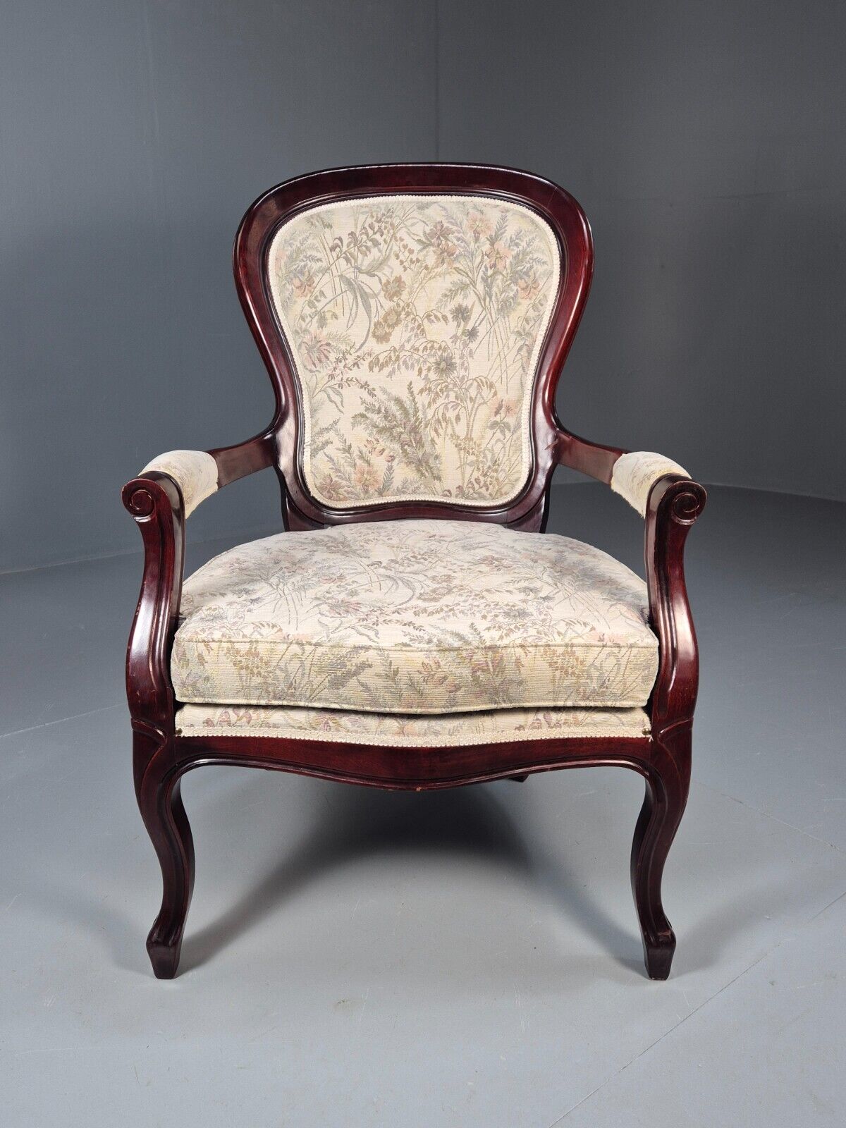 Vintrage Danish Lounge Chair Floral Cotton Antique French Style EB8927 VCLO - UKDK FURNITURE