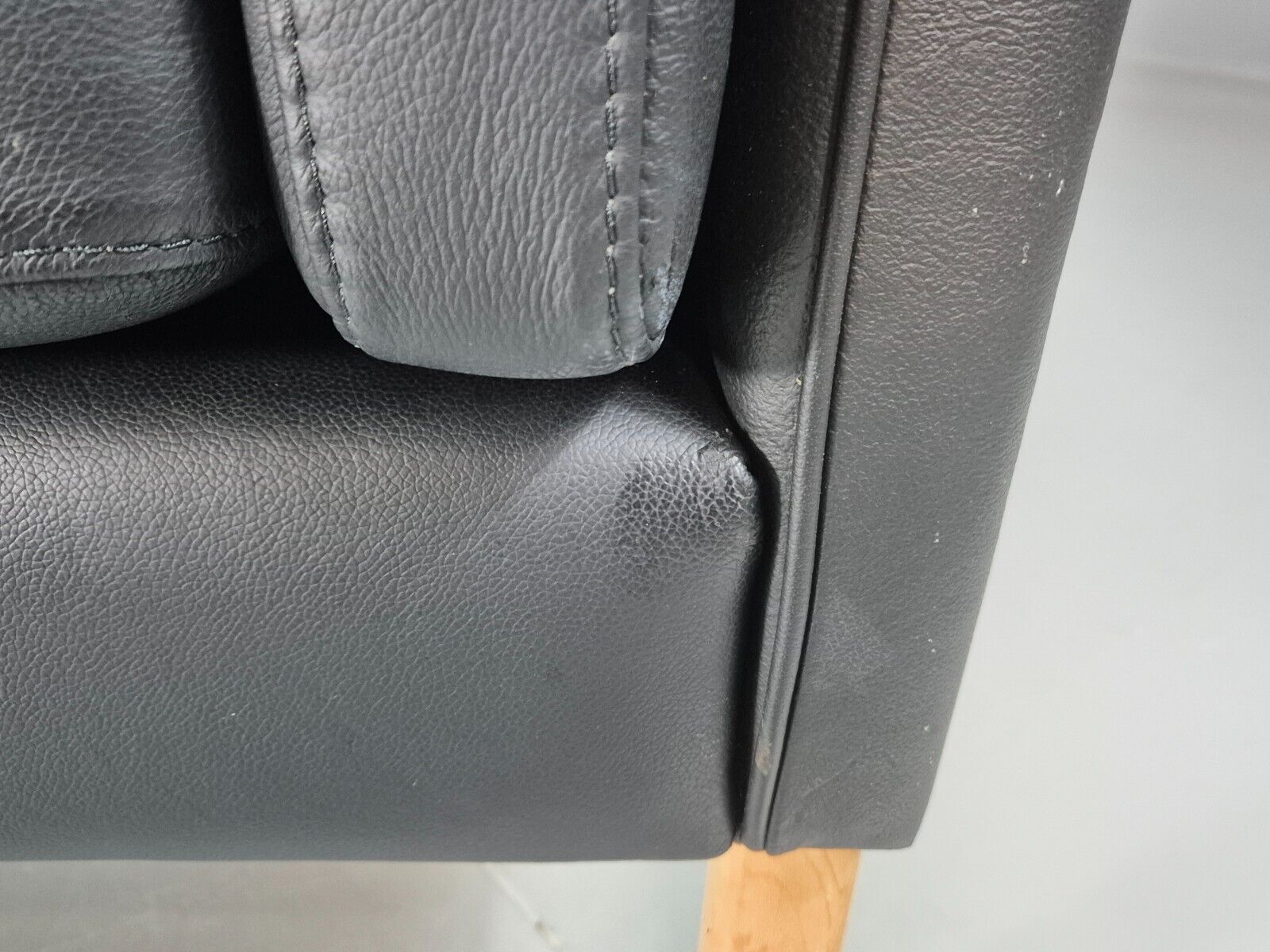 Vintage Danish 3 Seat Sofa Black Leather MId Century Retro 1980s EB8625 M3SS - UKDK FURNITURE