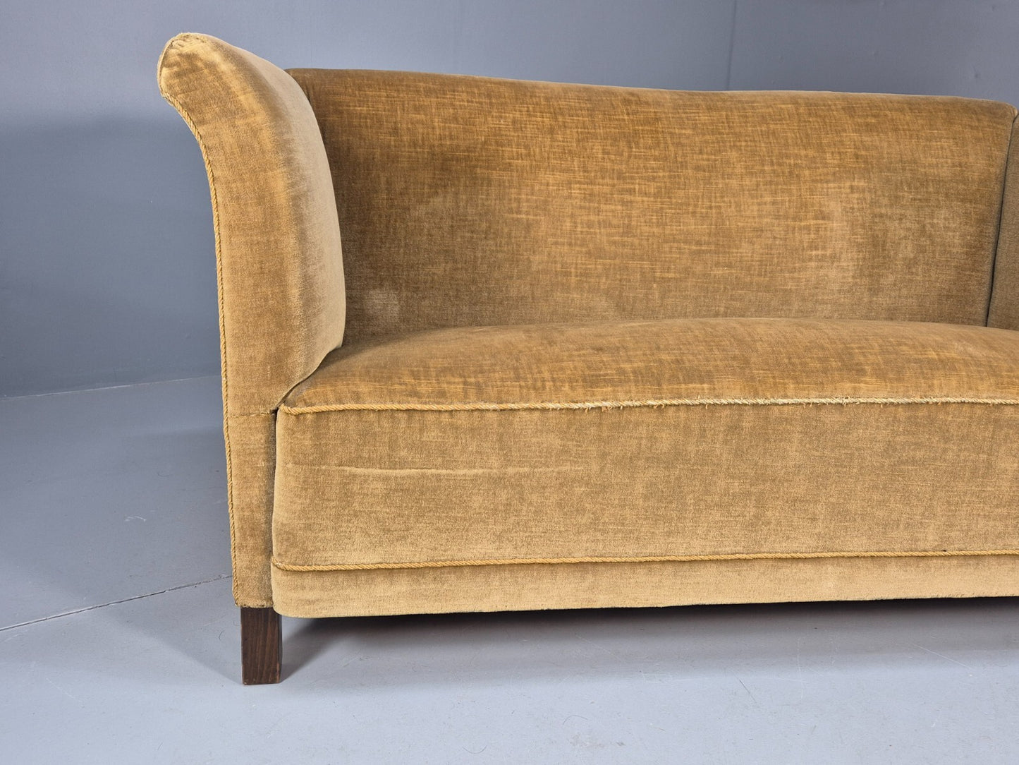 Vintage Gold Art Deco 2 Seat Sofa Danish 1930s High Sided Boxy Style EB9615 V2SS - UKDK FURNITURE