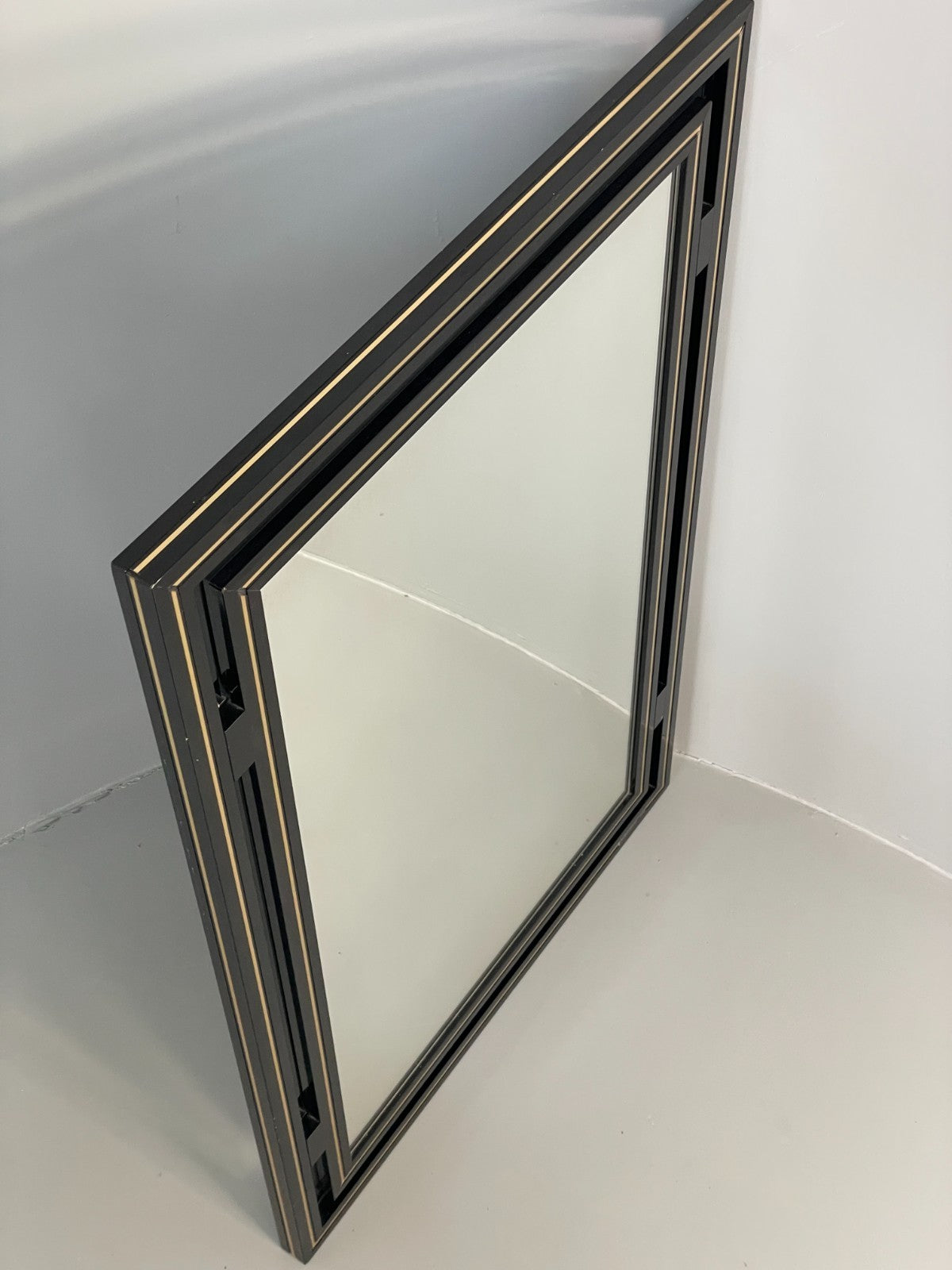 Vintage Pierre Vandel Mirror Wall Hanging Black Gold 1970s French EB11803 MWOO12