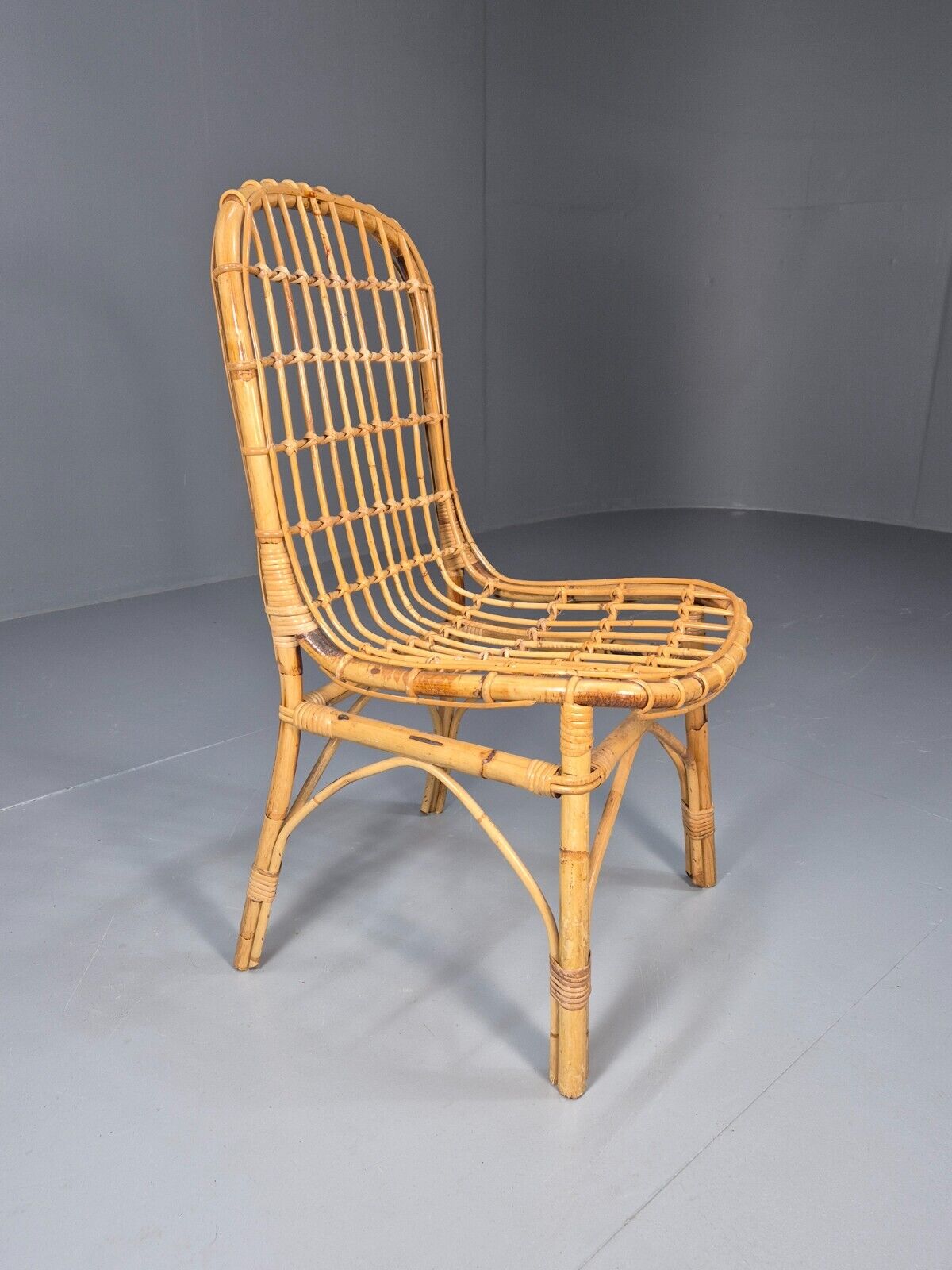 Vintage Cane Occasional Chair Retro Seating Dining Chair EB8871 VDIN - UKDK FURNITURE