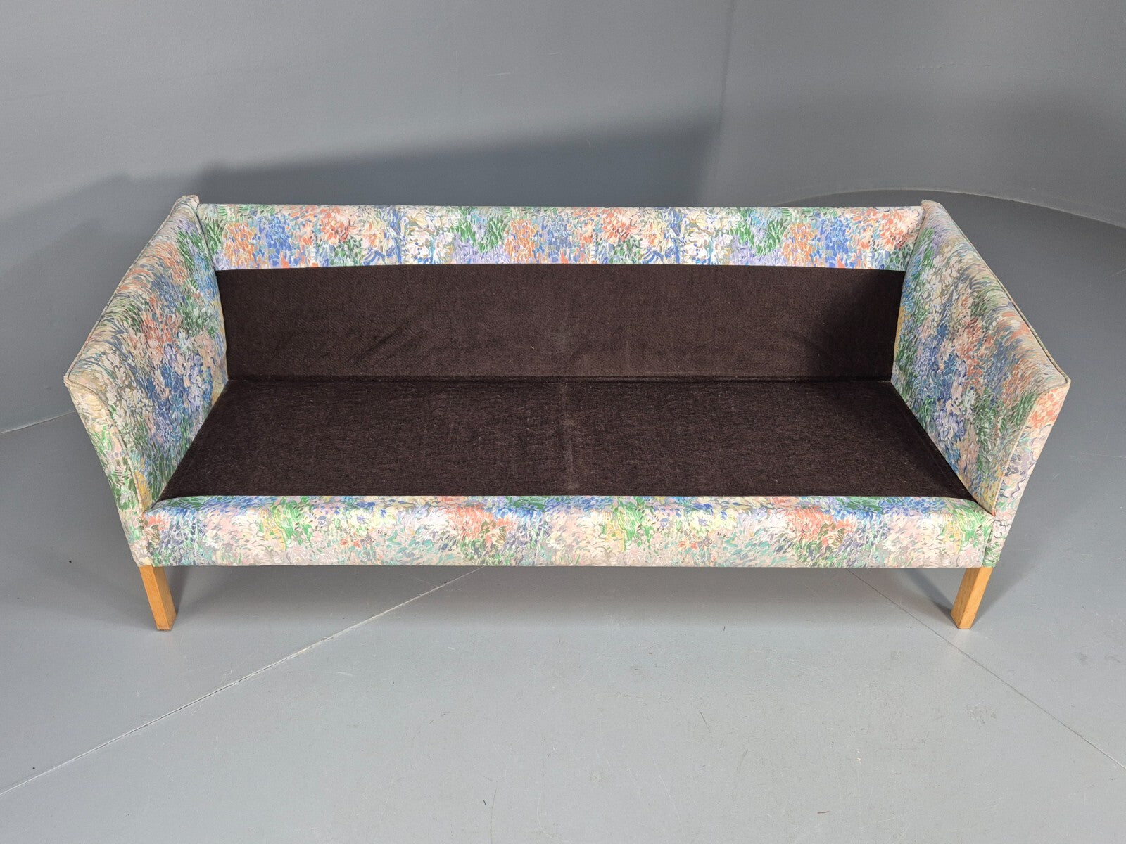 Vintage Two Seater Sofa Danish Mid Century Floral Fabric Beech Legs EB9584 M3SS - UKDK FURNITURE