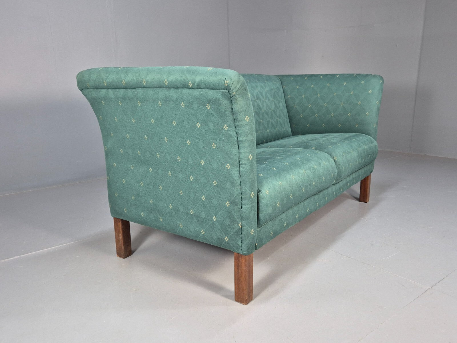 Vintage Danish Green 2 Seat Classic Mid Century Shaped Sofa 1980s EB9565 M2SS - UKDK FURNITURE