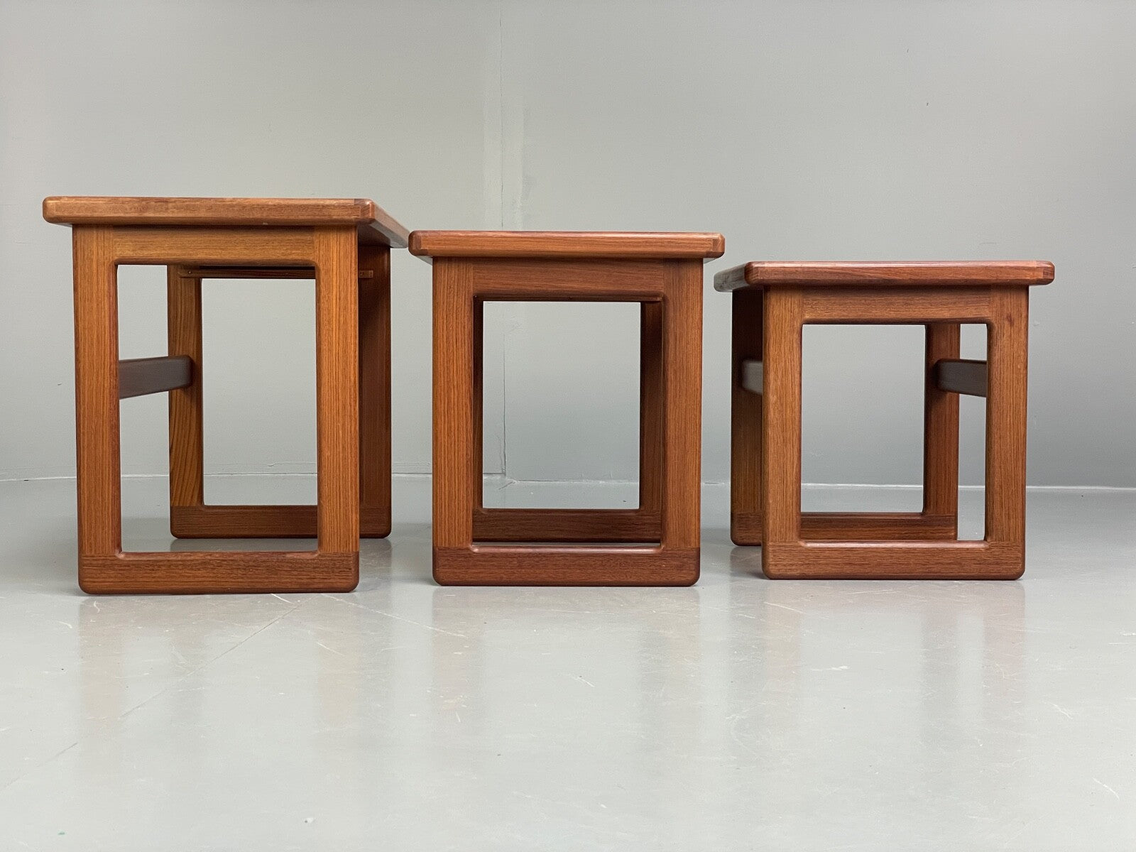 Vintage Teak Nesting Tables Tile Topped 1970s Retro Design EB9757 MWOO - UKDK FURNITURE