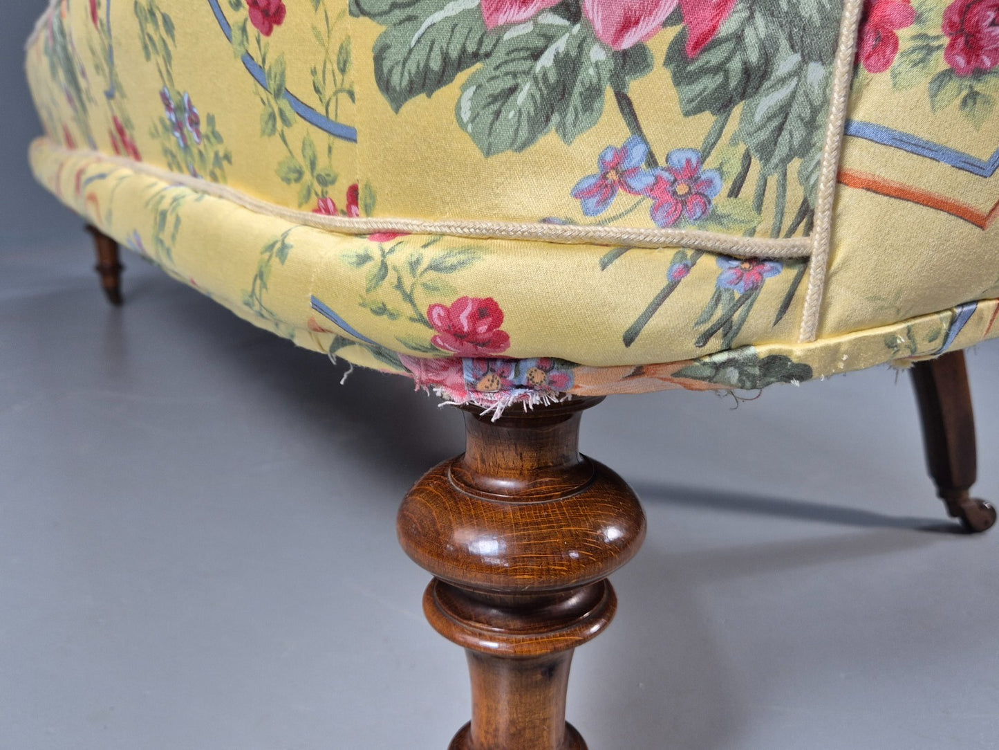 Vintage Danish Antique Sofa Rococo Style Floral Print 19th Century EB9009 V3SS - UKDK FURNITURE