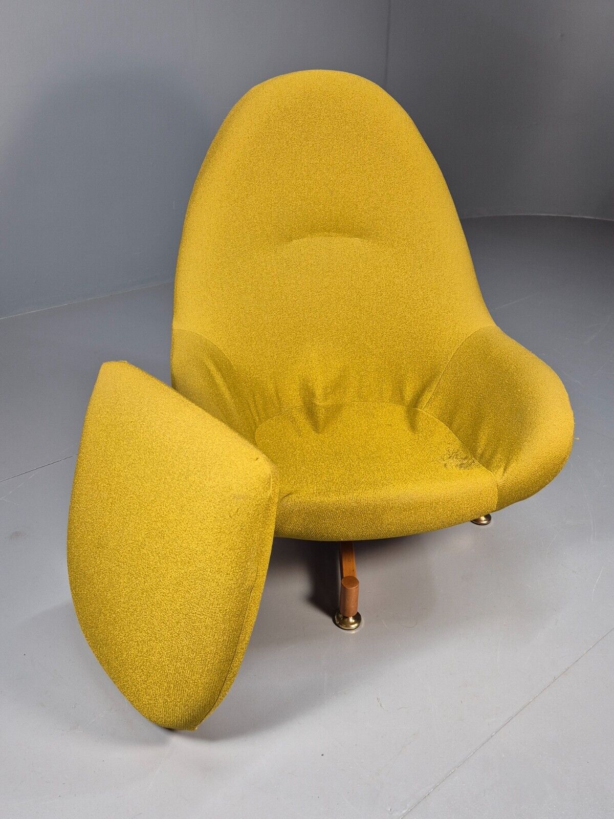 Vintage Greaves Thomas Teardrop Swivel Chair, Yellow Stretch Cover EB9222 MSWI - UKDK FURNITURE