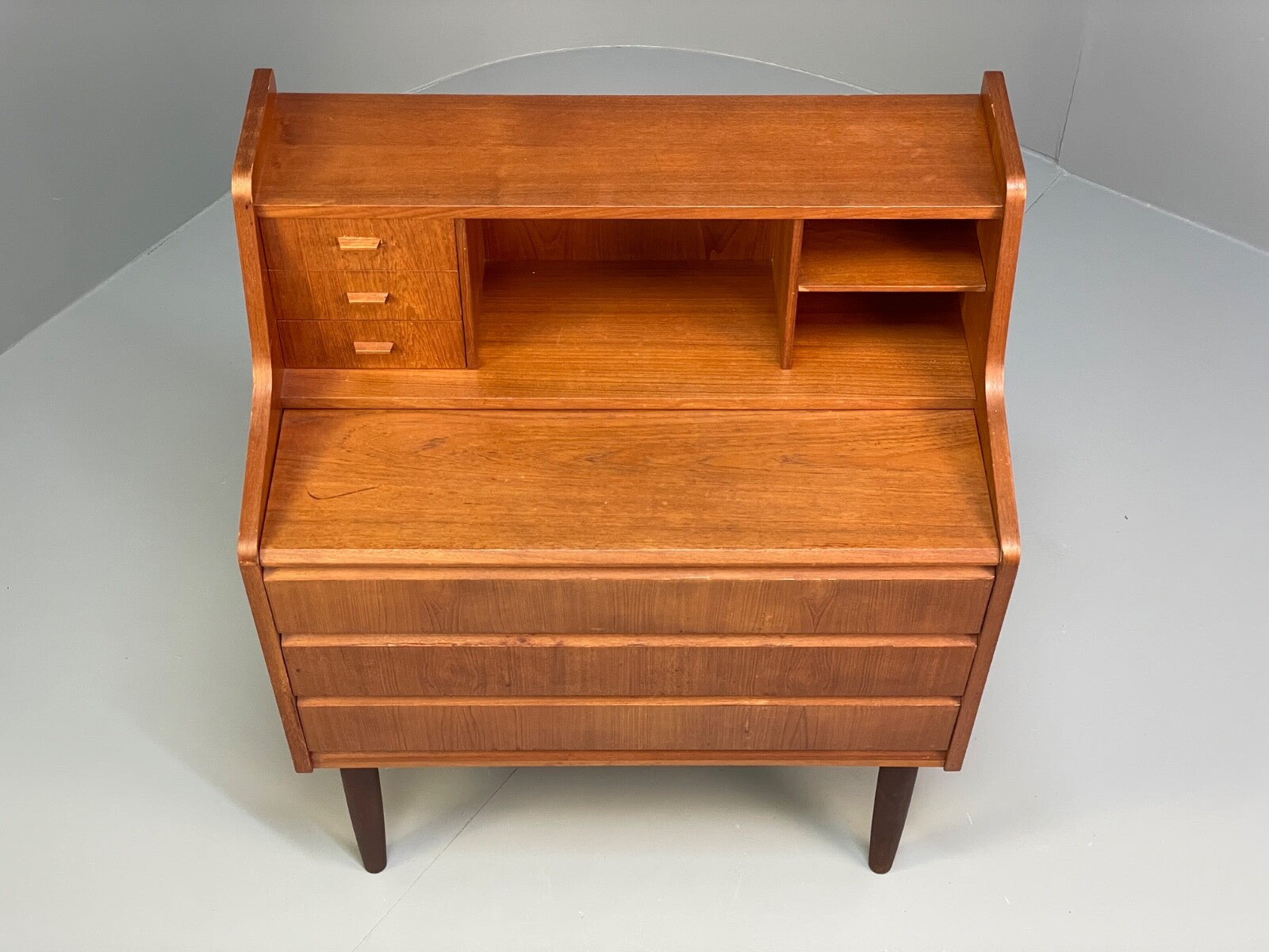 Vintage Teak Writing Desk Danish Mid Century Drawers Bureau EB8809 MWOO - UKDK FURNITURE