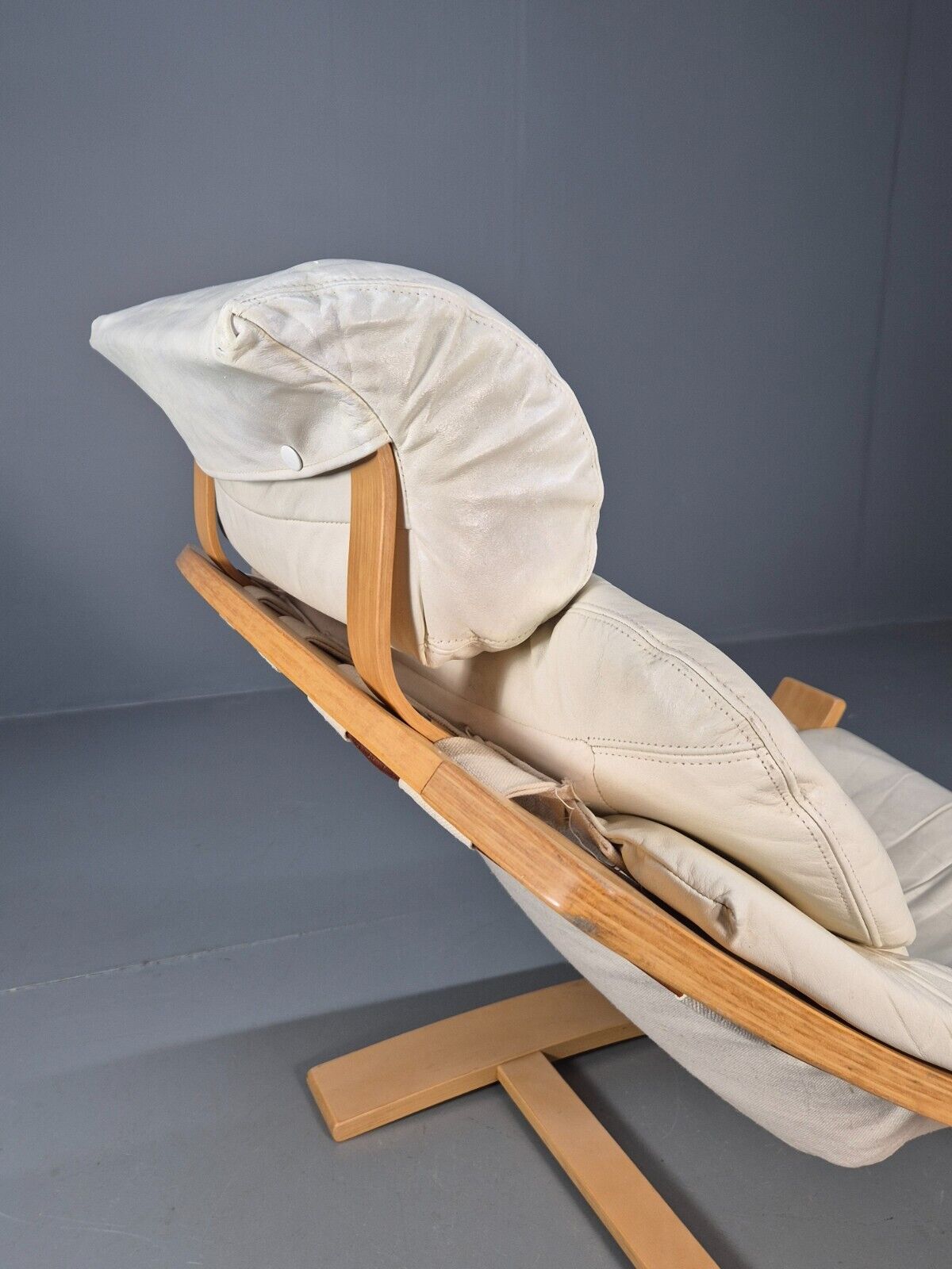 Vintage Swedish Lounge Chair Cream Leather Bentwood Krokken 1970s EB8750 MBEN - UKDK FURNITURE