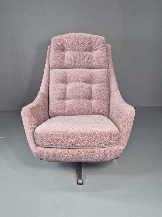 Vintage Mid Century Swivel Bucket Chair Danish 1970s New Upholstery EB11819 MSWI1