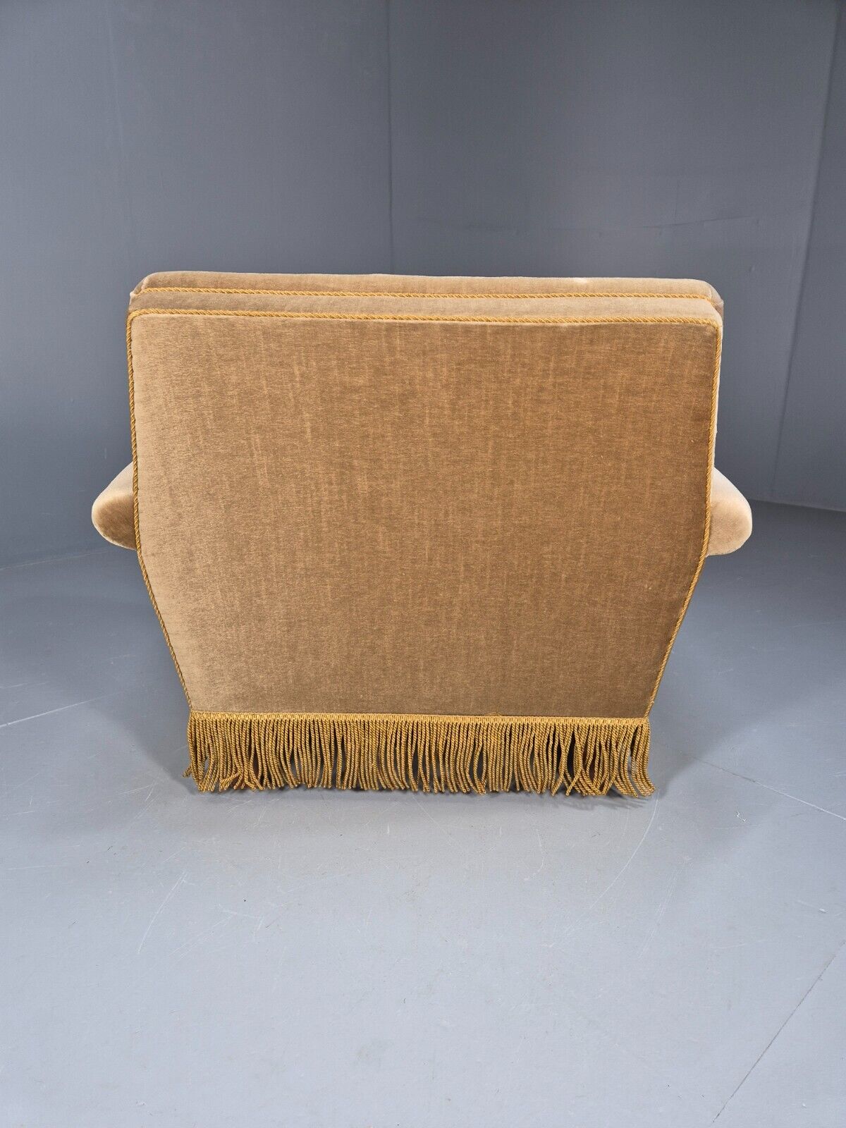 Vintage Danish Lounge Chair Gold Velour Tassels 1960s Retro MCM EB8947 VCLO - UKDK FURNITURE