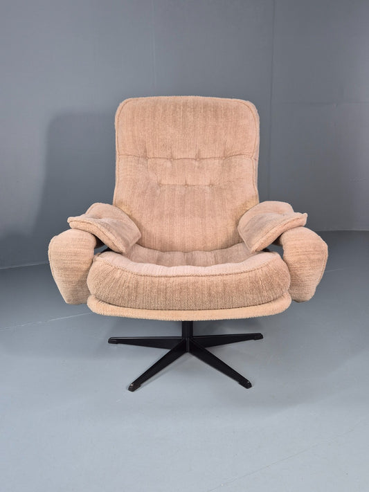 Vintage Danish Swivel Chair 1970s Retro Beige Corduroy Mid Century EB11325 MBEN1