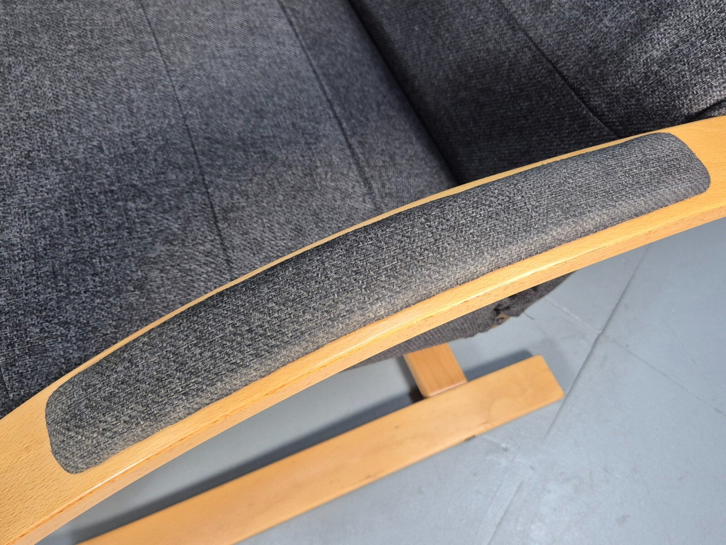 Vintage Danish Bentwood Chair and Footstool Verikon Grey Wool Retro EB9686 MBEN - UKDK FURNITURE