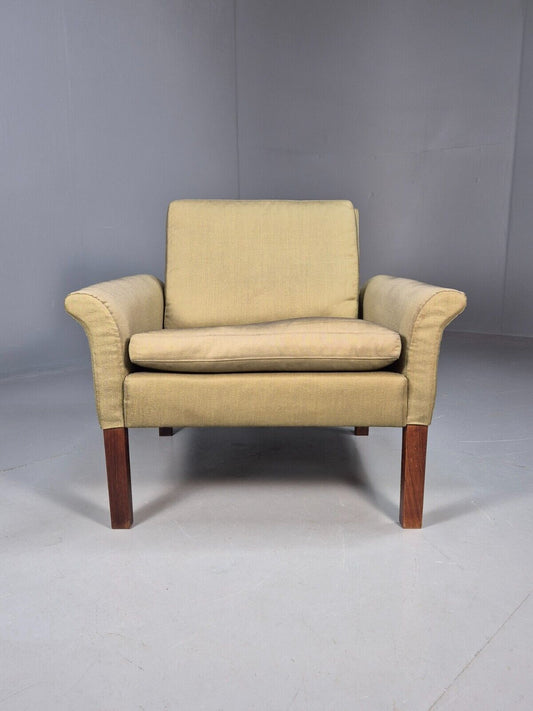Vintage Danish Lounge Chair Green Cotton 1960s Retro MCM EB3166 MNOR - UKDK FURNITURE