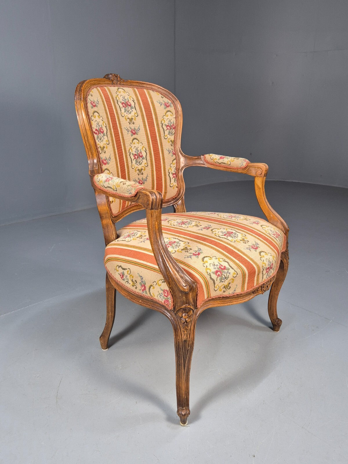 Vintage Danish Armchair in French Rococo Style Floral 1960s EB9618 VCAR - UKDK FURNITURE
