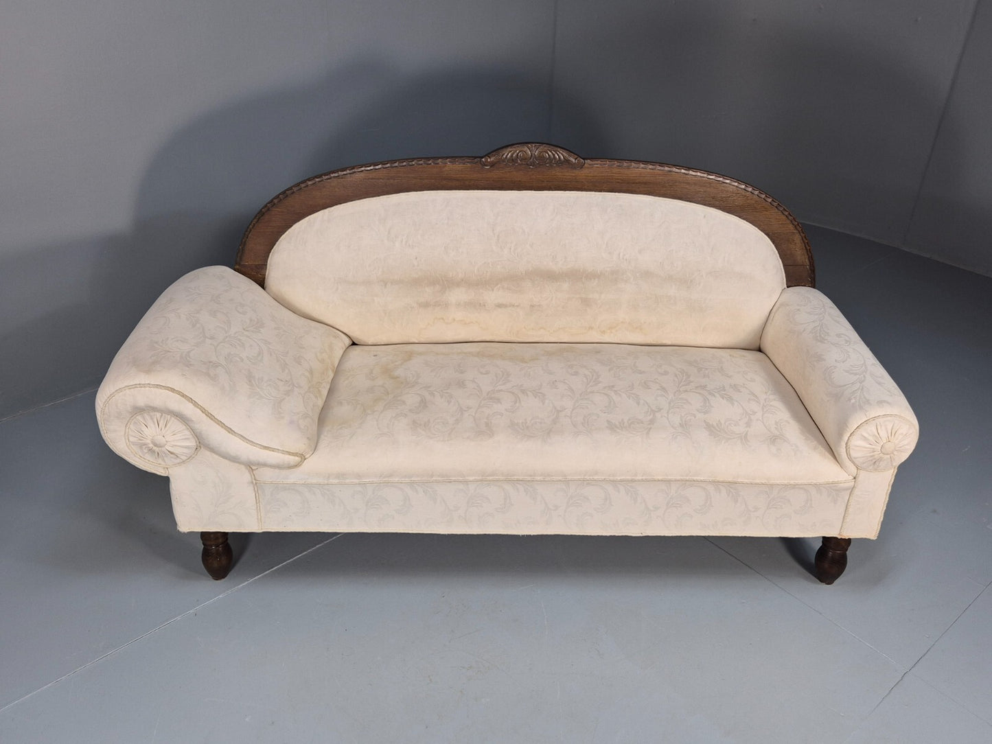 Antique Art Deco Danish Chaise Lounge Off White Mahogany Frame 1930s EB9623 VCHA - UKDK FURNITURE