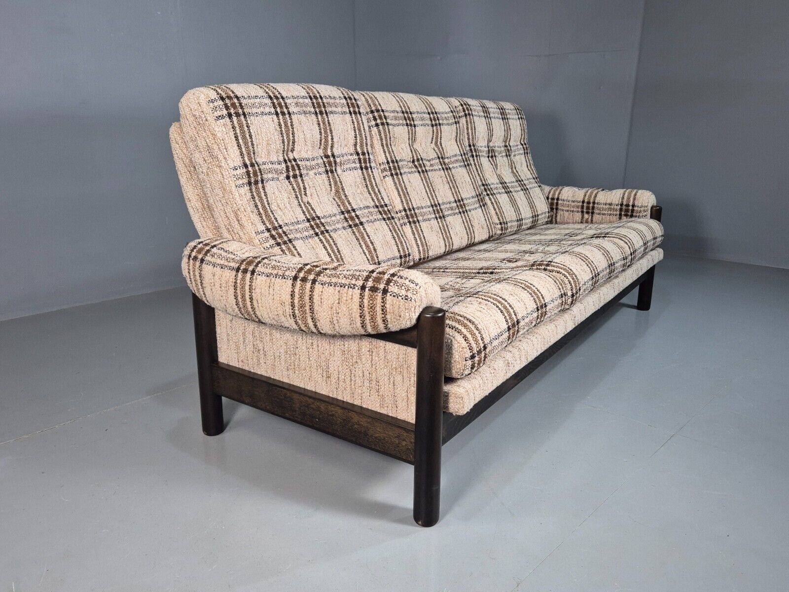 Vintage Danish 3 Seat Sofa Cream and Brown 1970s Retro MCM EB8320 M3SS - UKDK FURNITURE