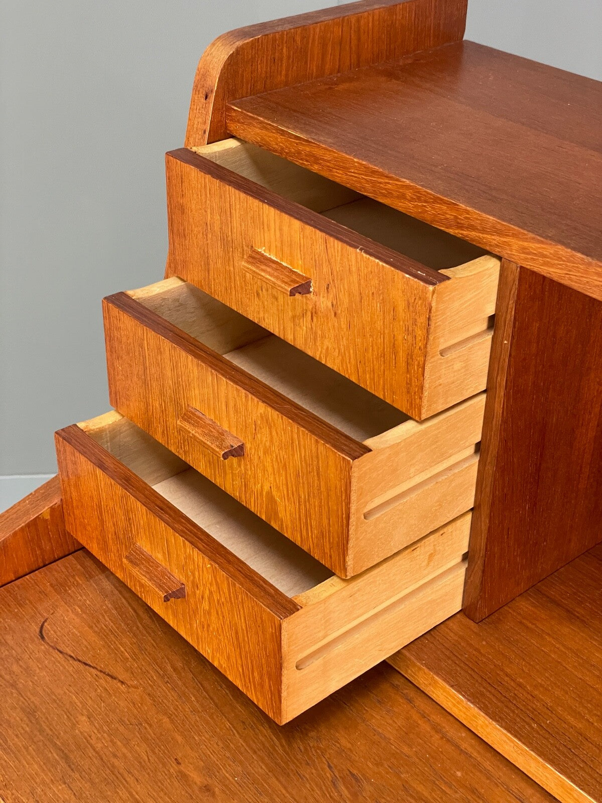 Vintage Teak Writing Desk Danish Mid Century Drawers Bureau EB8809 MWOO - UKDK FURNITURE