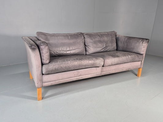 Vintage Mogens Hansen 2.5 Seat Settee Grey Leather 1980s Retro EB11645 M3SS1