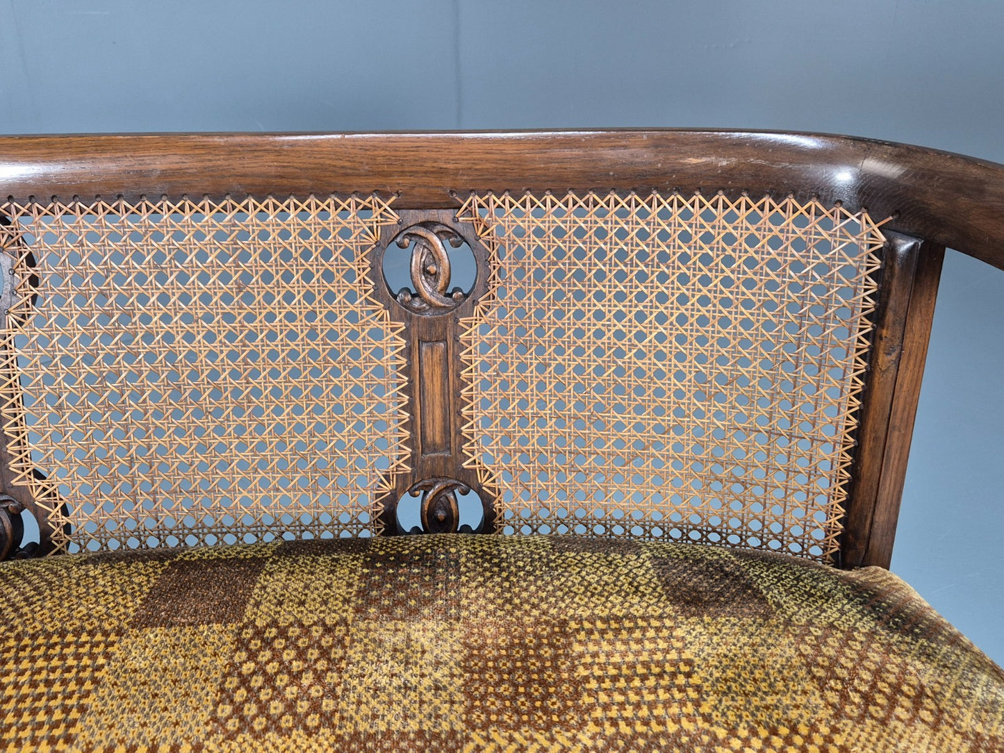 Art Deco Era Settee Two Seater Oak Frame `Bergere Back 1920s EB10692 VBER19