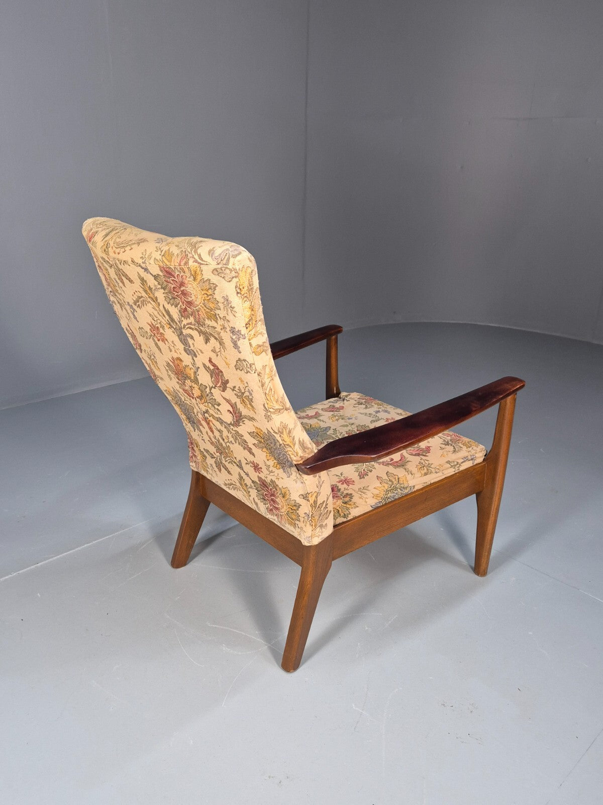 Vintage 1960s Parker Knoll Open Armchair Floral Print Beech Frame EB9711 MNOR - UKDK FURNITURE