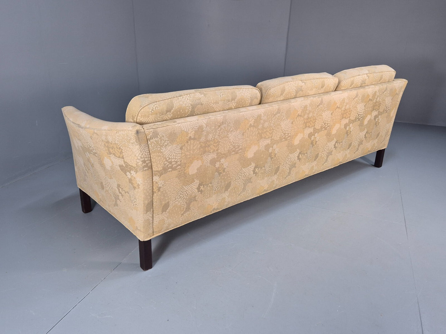 Vintage Danish 3 Seat Sofa Mid Century Shape Floral Cream Cotton 70s EB9579 M3SS - UKDK FURNITURE