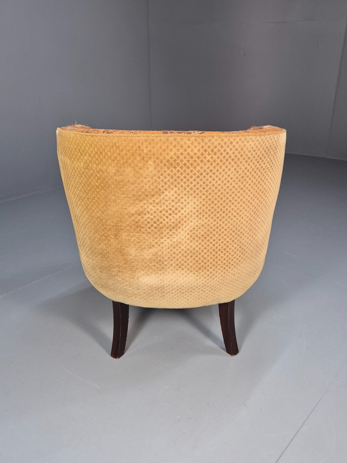 Vintage Danish Art Deco Tub Chair Gold Moquette Upholstery 1920s EB9055 VCLO - UKDK FURNITURE