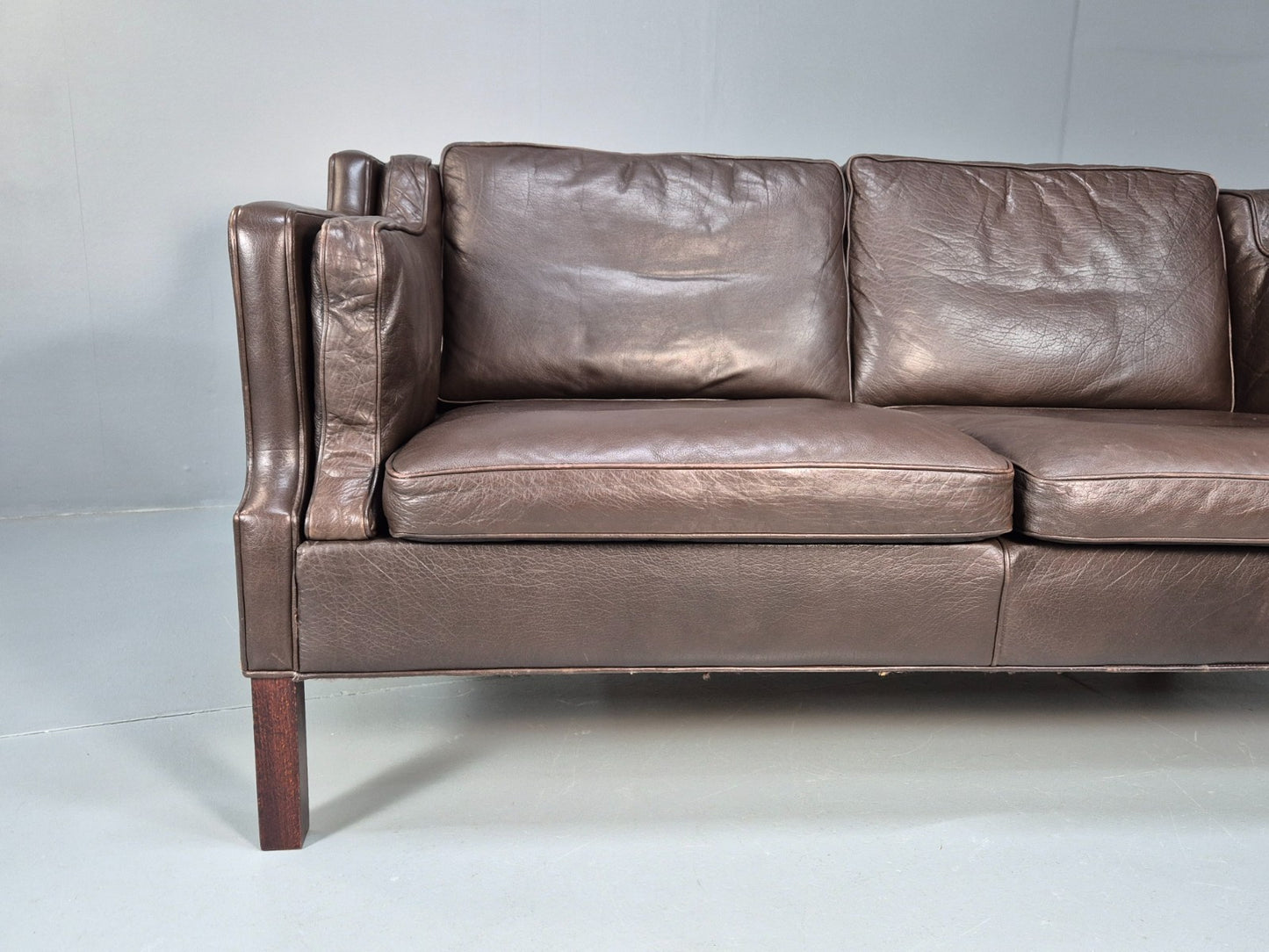 Midcentury Two Seater Sofa Brown Leather Vintage Danish 1970s Retro EB10101 M2SS2