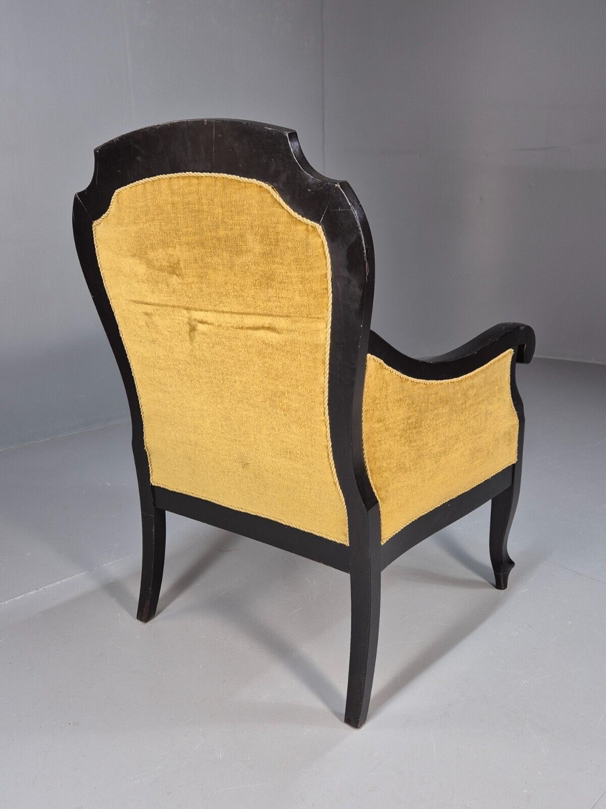 Vintage danish Lounge Chair Gold Velour Wood Frame Empire Style EB8933 VCLO - UKDK FURNITURE
