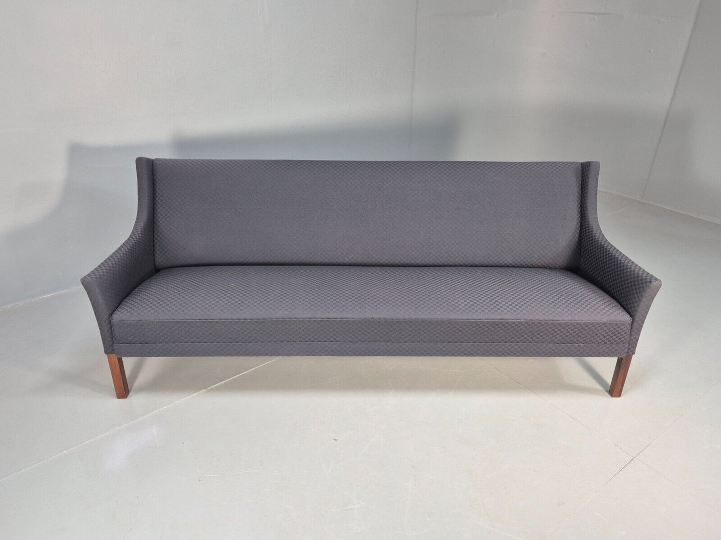 Vintage Danish 3 Seat Sofa Blue Check Cotton Mogensen MCM 1960s EB8589 M3SS - UKDK FURNITURE