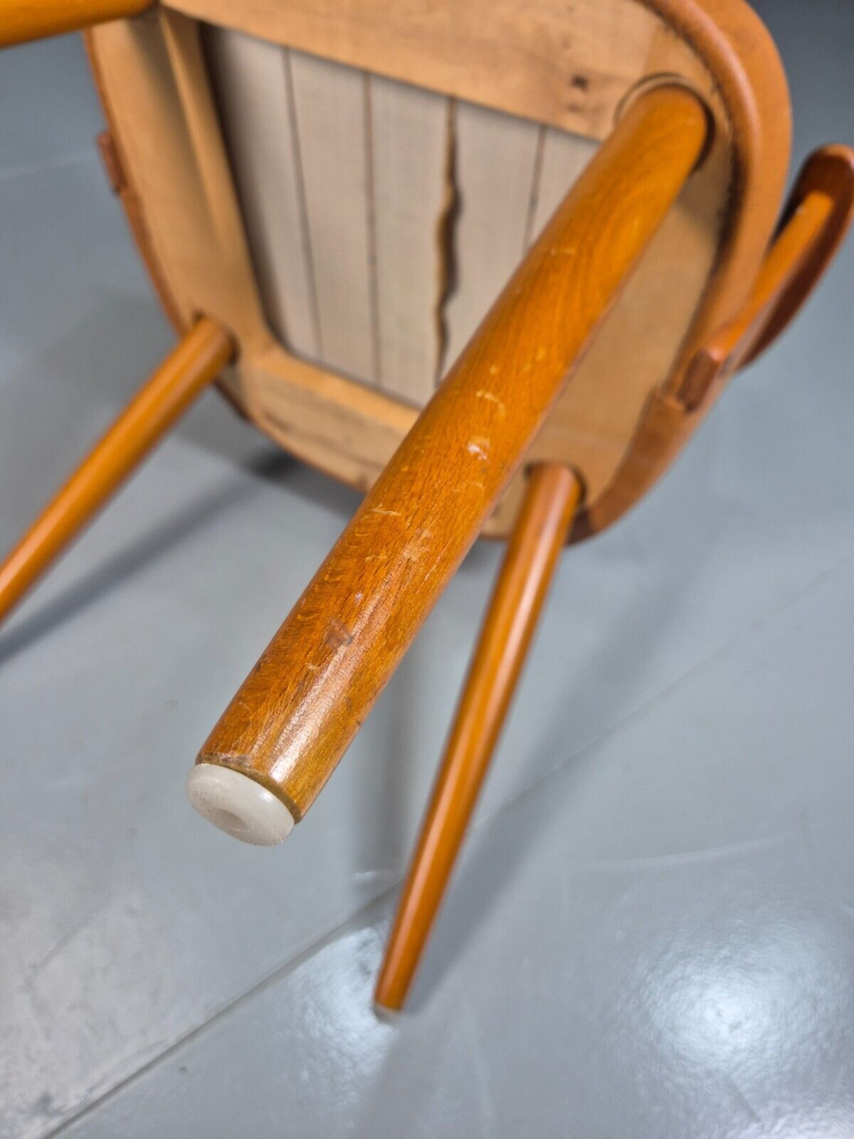 Vintage Danish Tan Vinyl And Beech Arm Chair EB7764 MNOR - UKDK FURNITURE