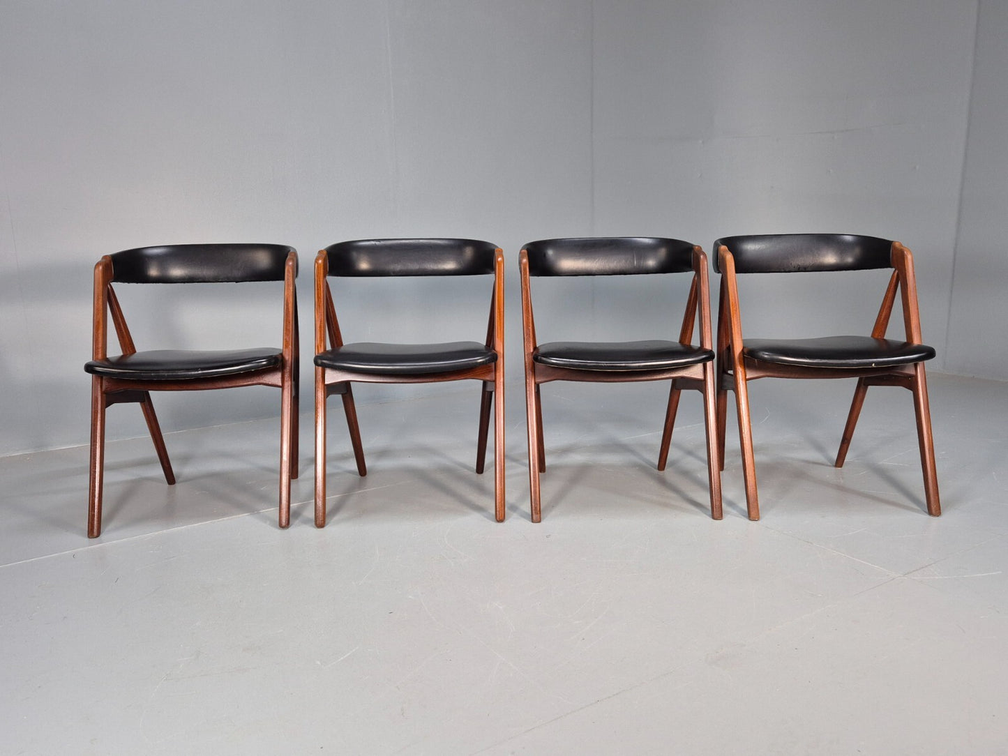 4 Teak Danish Dining Chairs by Farstrup 1960s Compass Model MCM EB9538 MDIN - UKDK FURNITURE