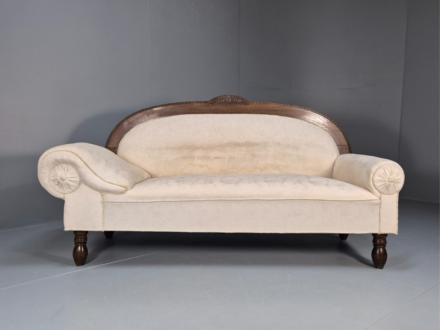 Antique Art Deco Danish Chaise Lounge Off White Mahogany Frame 1930s EB9623 VCHA - UKDK FURNITURE