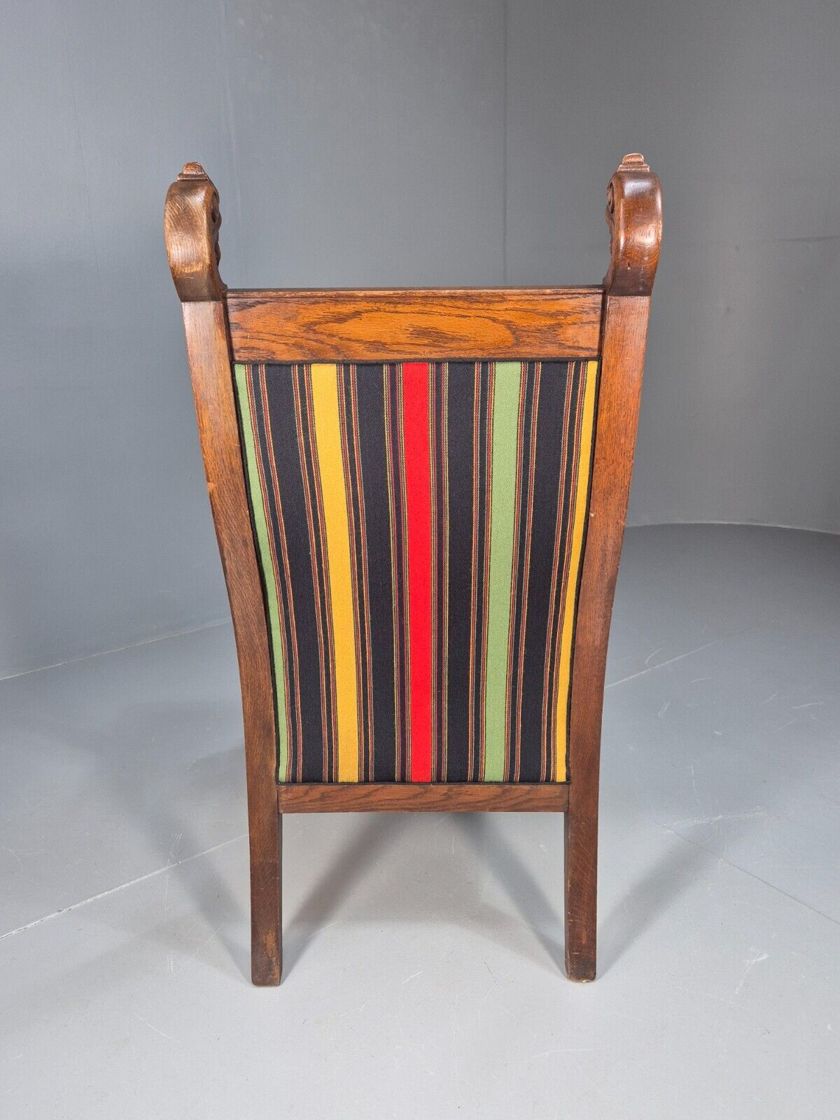 Vintage Danish Lounge Chair Multicoloured Carved Oak Figures Antique EB8951 VCLO - UKDK FURNITURE