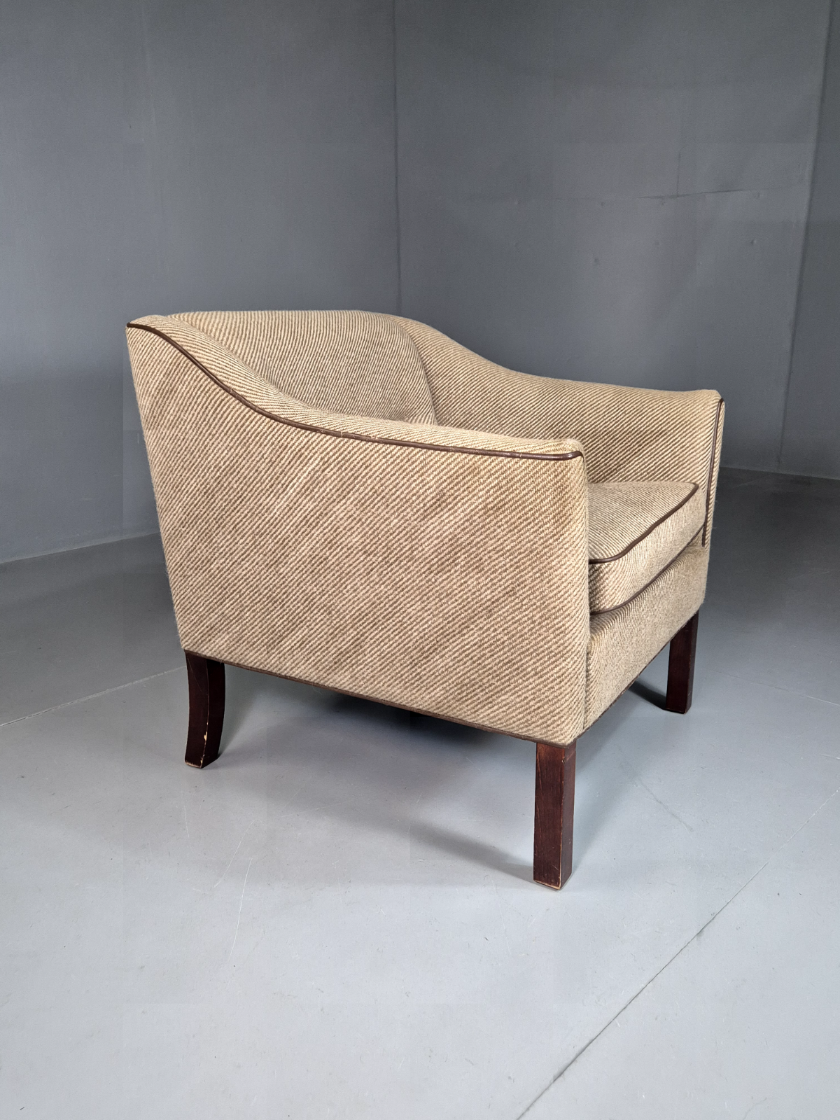 Vintage Danish Lounge Chair Brown Cream Wool 1980s Retro MCM EB7330 MNOR - UKDK FURNITURE