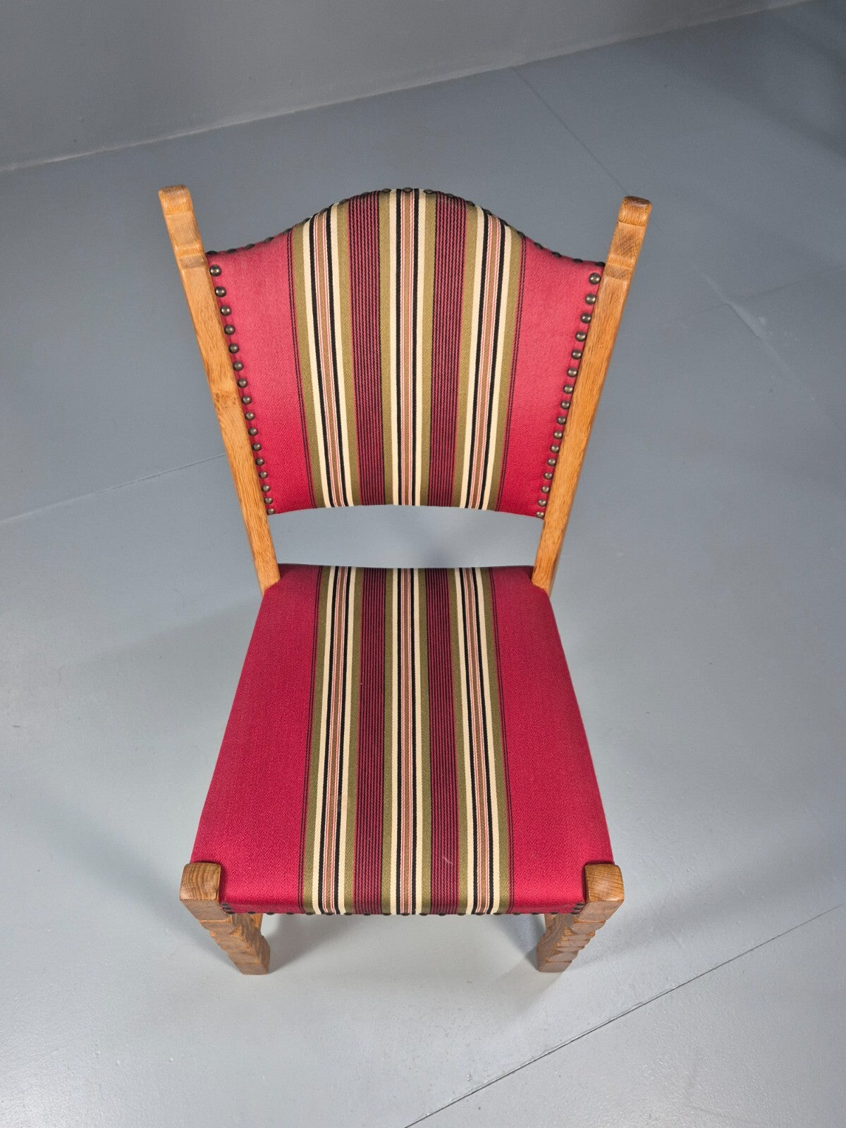 6 Vintage Kjaernulf Style Dining Chairs Oak Red Wool 1970s Retro EB9535 MDIN - UKDK FURNITURE