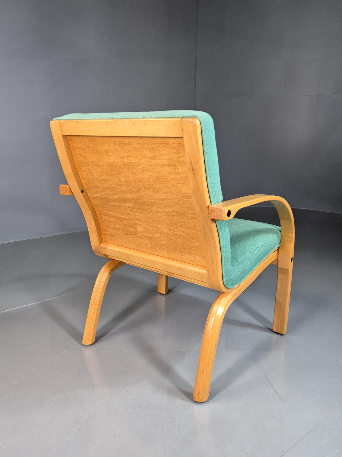 Vintage Danish Lounge Chair Mint Wool Bentwood 1980s Retro EB7217 MBEN - UKDK FURNITURE