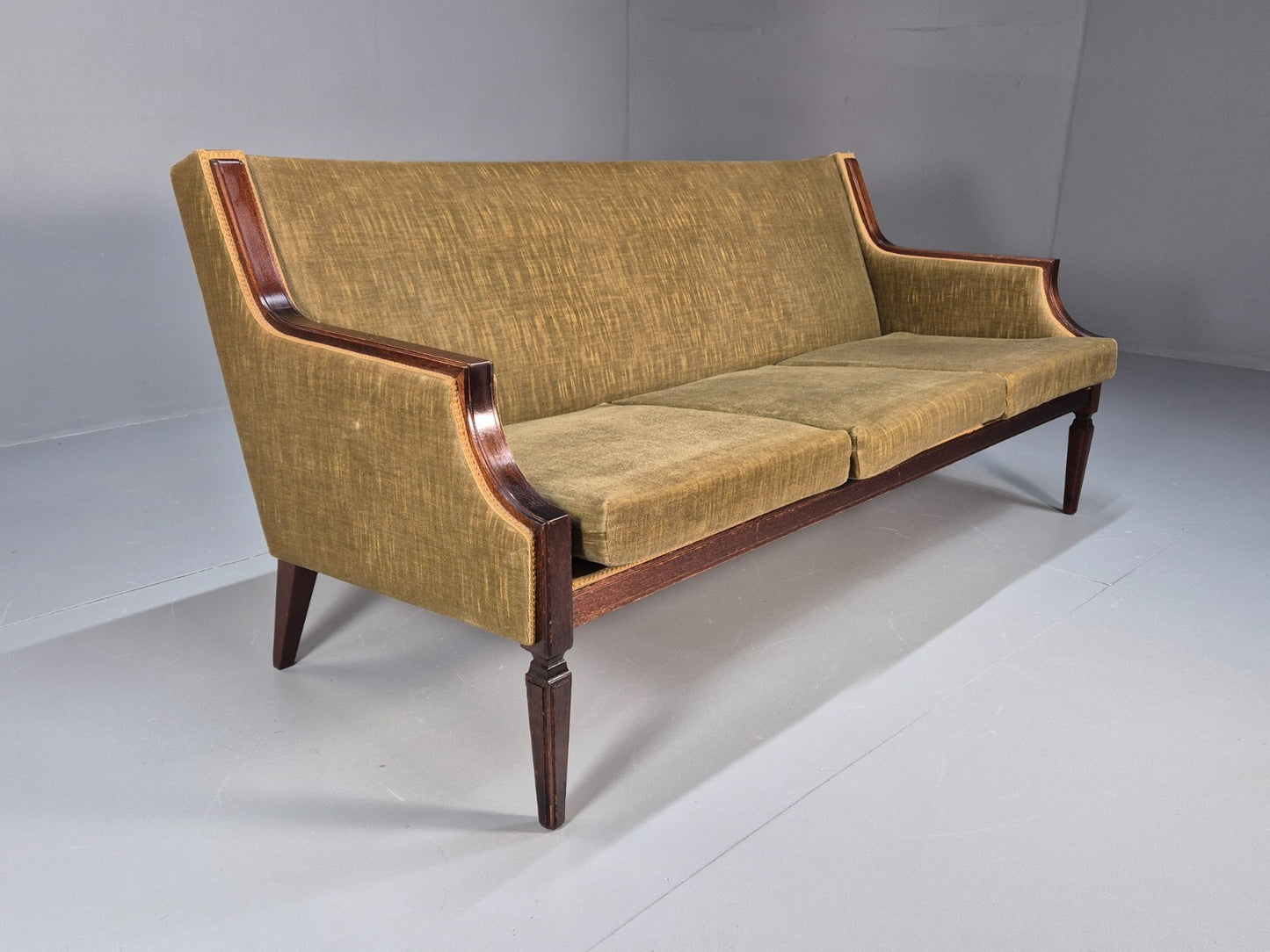 Antique Danish Empire Style Sofa Mahogany and Green velour EB9662 V3SS - UKDK FURNITURE