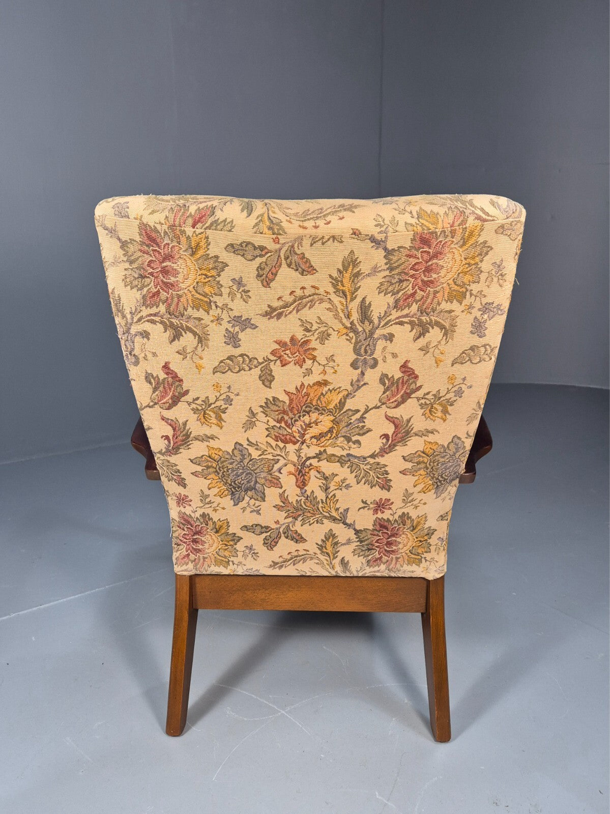 Vintage 1960s Parker Knoll Open Armchair Floral Print Beech Frame EB9711 MNOR - UKDK FURNITURE