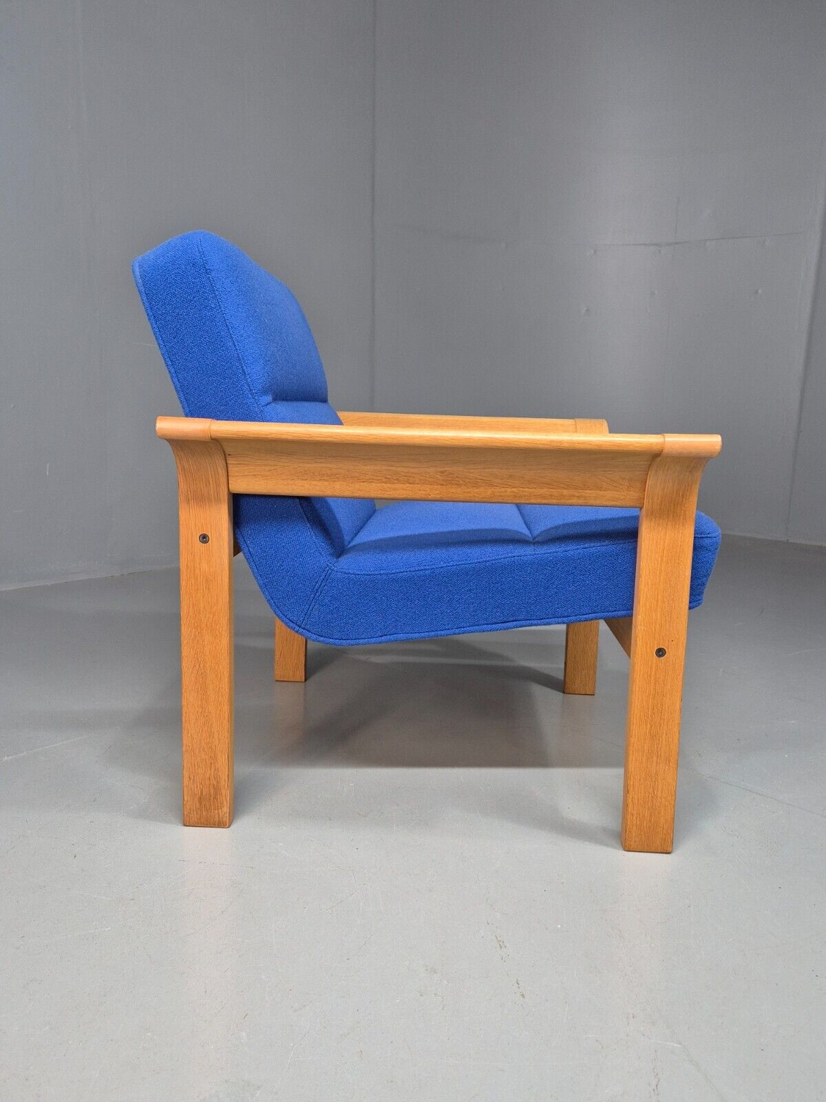 Vintage Danish Lounge Chair Blue Bentwood Magnus Olesen Retro 1970s EB8285 MNOR - UKDK FURNITURE