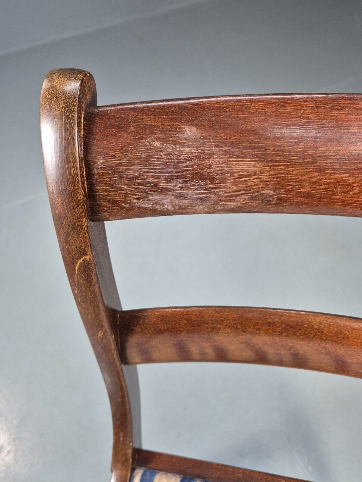 Vintage Danish Dining Chair Blue Striper Mahogany Georgian 20th C EB1479 VDIN - UKDK FURNITURE