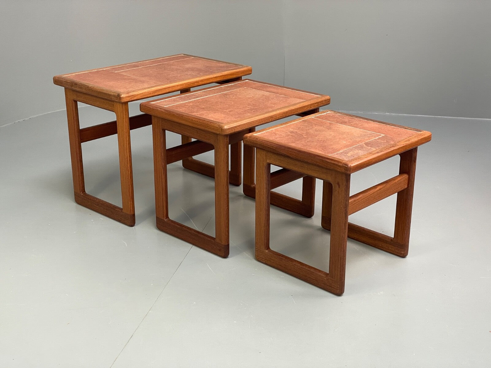 Vintage Teak Nesting Tables Tile Topped 1970s Retro Design EB9757 MWOO - UKDK FURNITURE