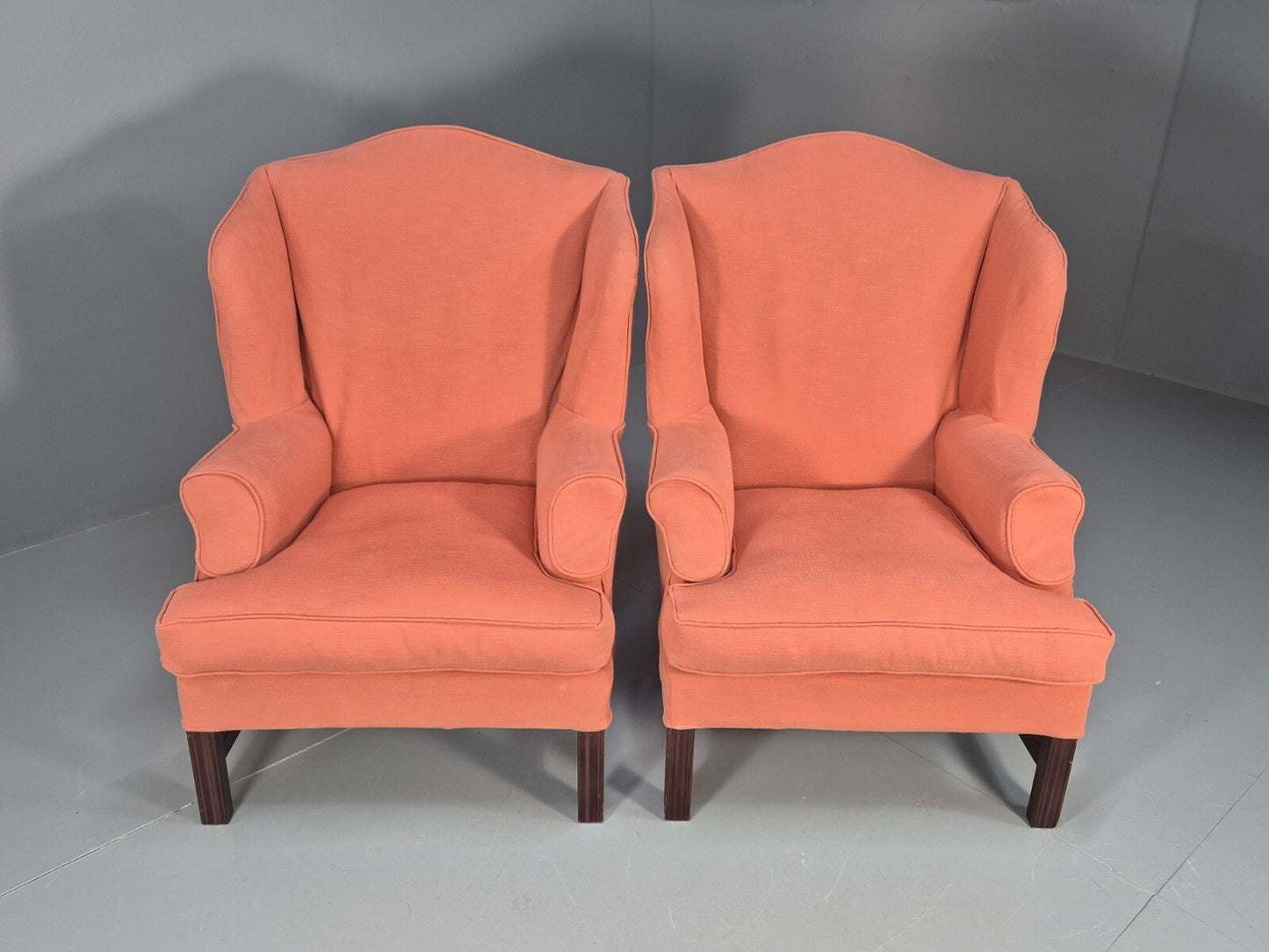 2 Vintage Georgian Style Wingback Armchairs 1950s Reproduction EB9469 VCLO - UKDK FURNITURE