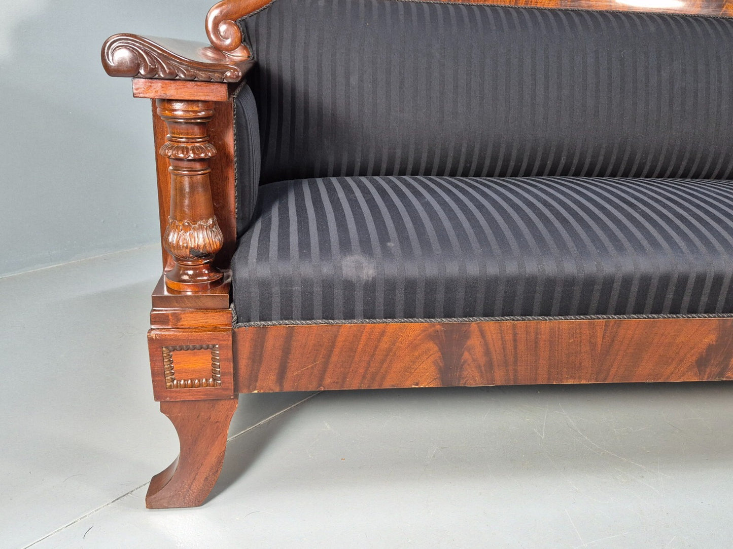 Vintage Scandinavian Biedermeier Mahogany Sofa Charcoal Antique EB9548 V3SS - UKDK FURNITURE