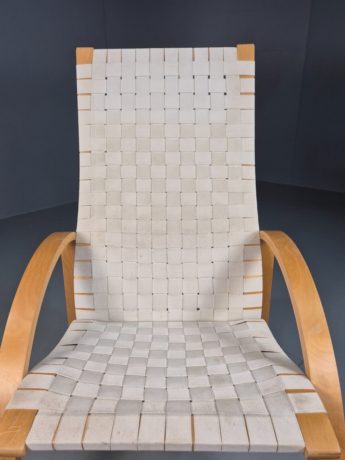 Vintage Danish Lounge Chair Canvas Bentwood Aalto Style 1980s Retro EB8240 MBEN - UKDK FURNITURE