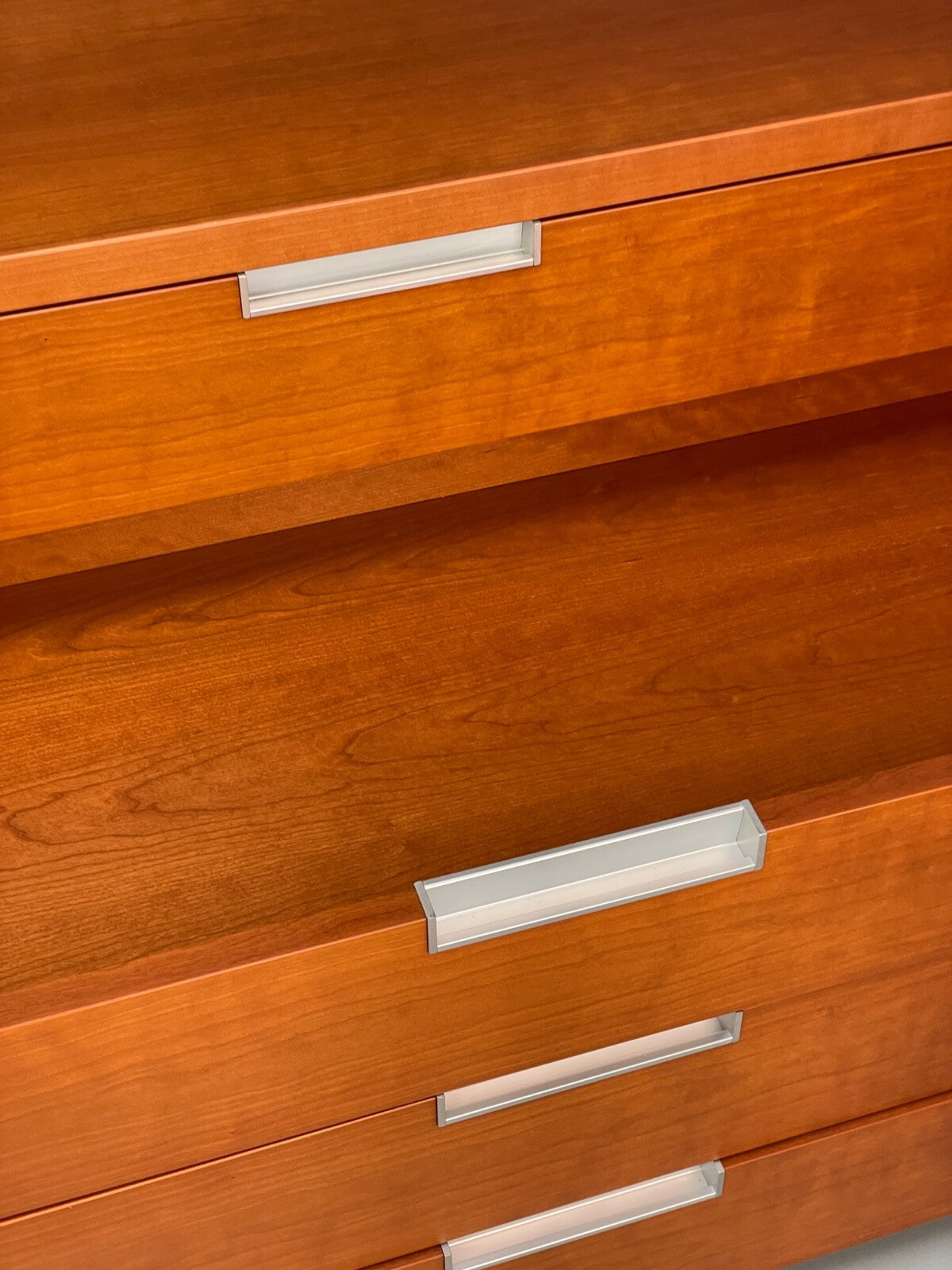 Vintage Cherry Chest Of Drawers Aluminium Details 1980s Design EB9809 MWOO - UKDK FURNITURE
